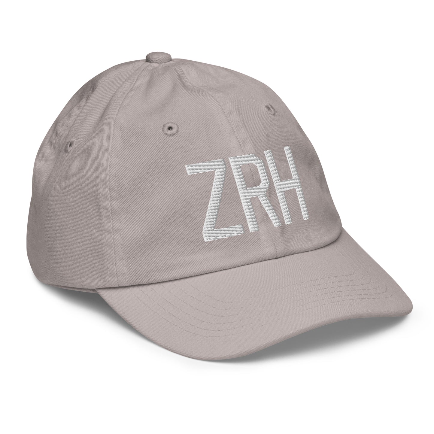 Airport Code Kid's Baseball Cap - White • ZRH Zurich • YHM Designs - Image 26