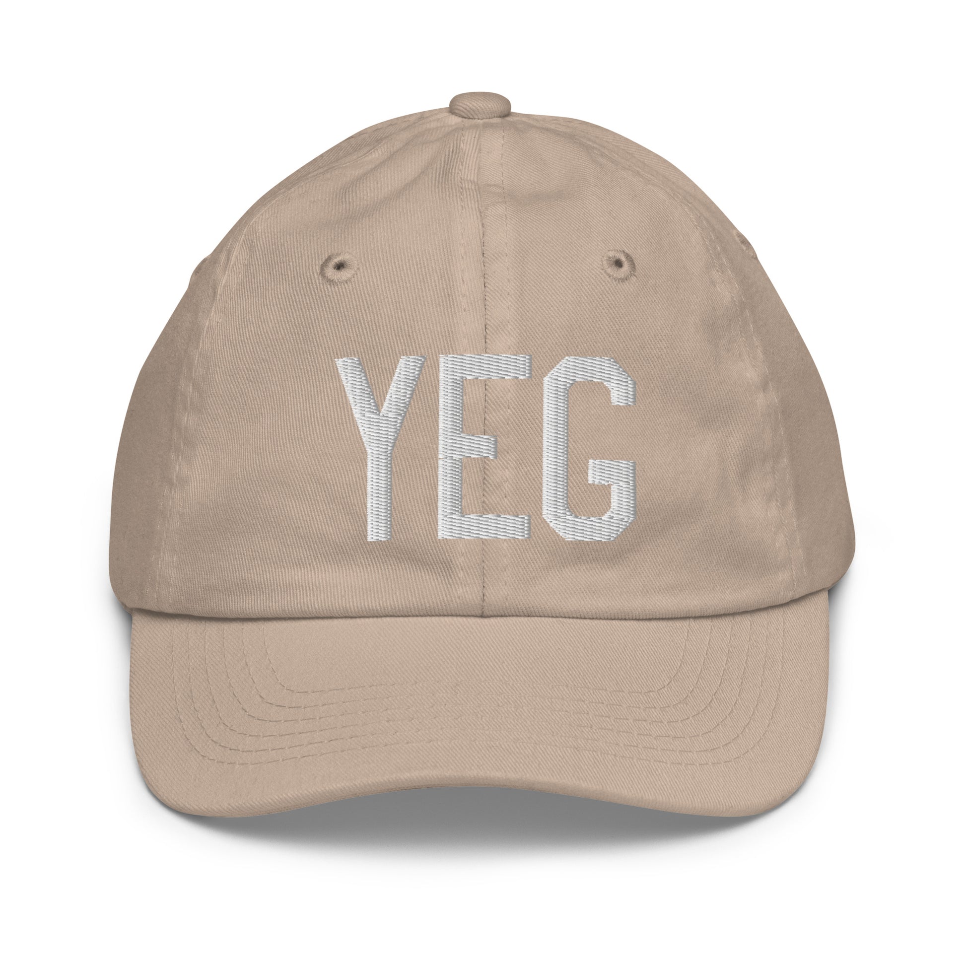Airport Code Kid's Baseball Cap - White • YEG Edmonton • YHM Designs - Image 28