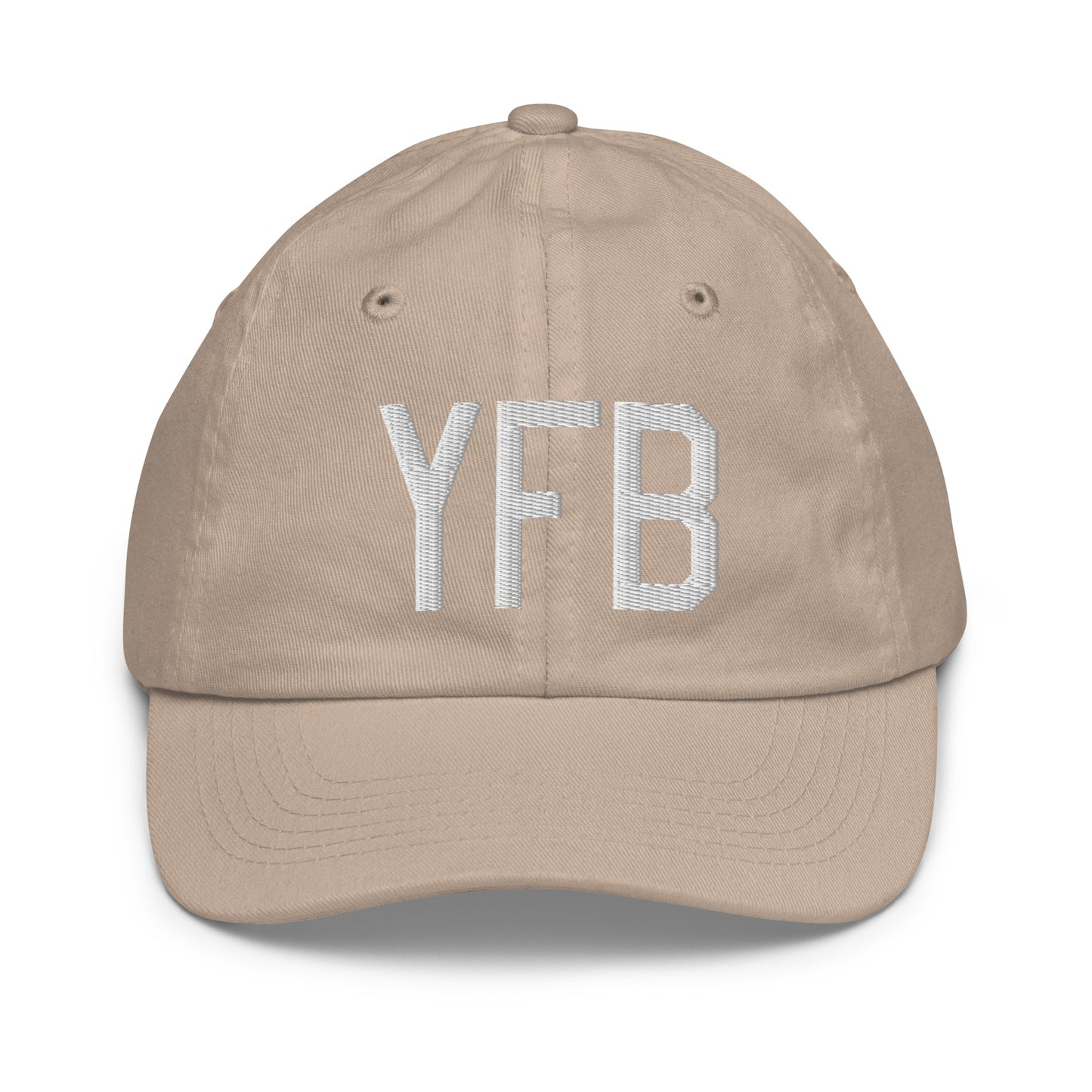 Airport Code Kid's Baseball Cap - White • YFB Iqaluit • YHM Designs - Image 28