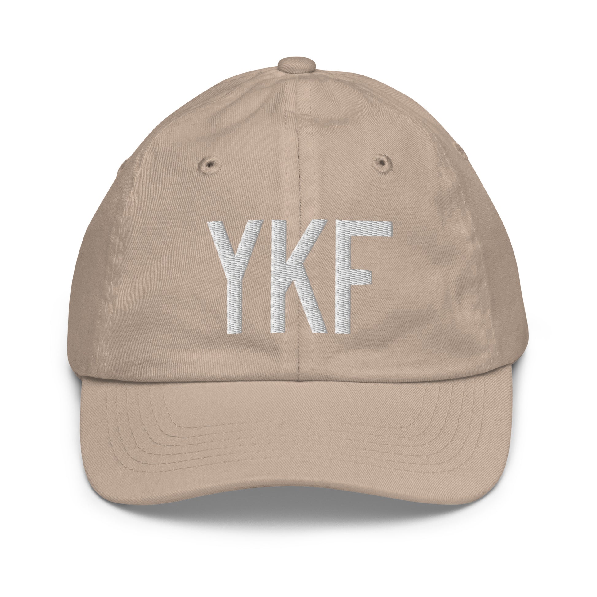 Airport Code Kid's Baseball Cap - White • YKF Waterloo • YHM Designs - Image 28