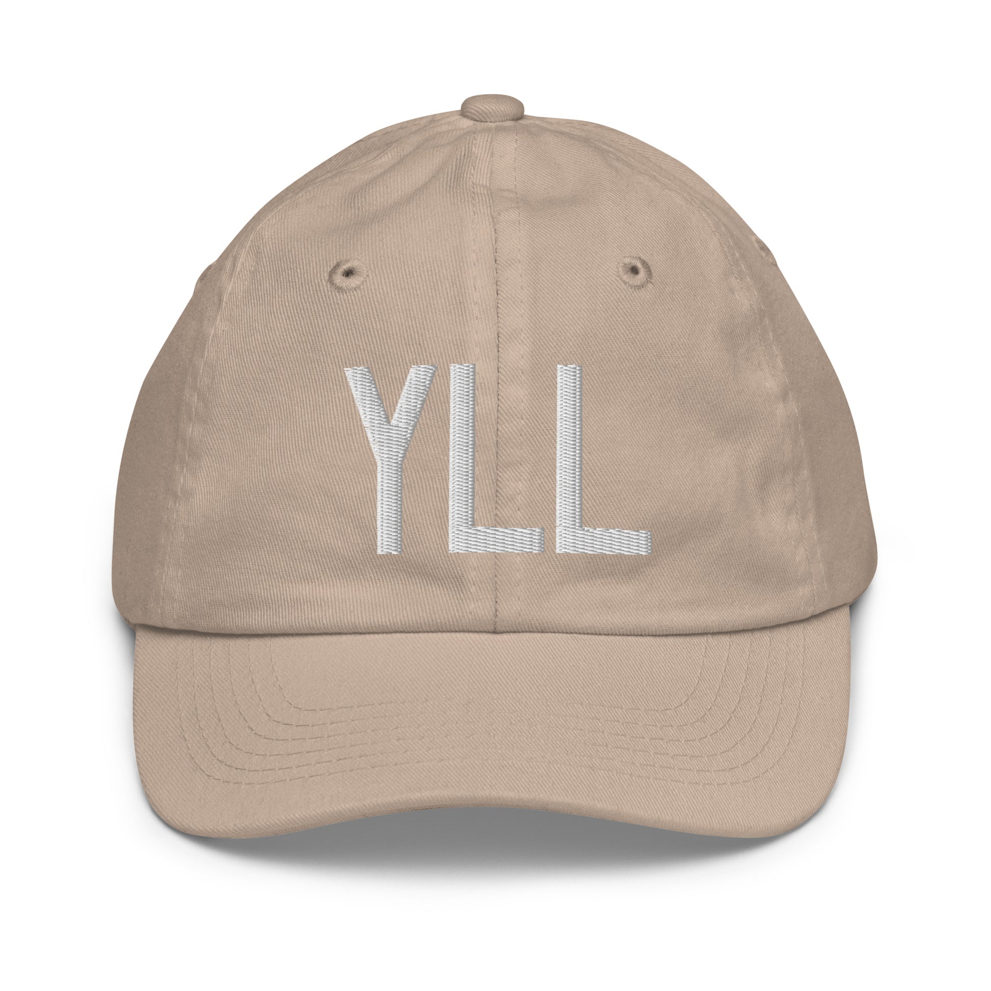 Airport Code Kid's Baseball Cap - White • YLL Lloydminster • YHM Designs - Image 28