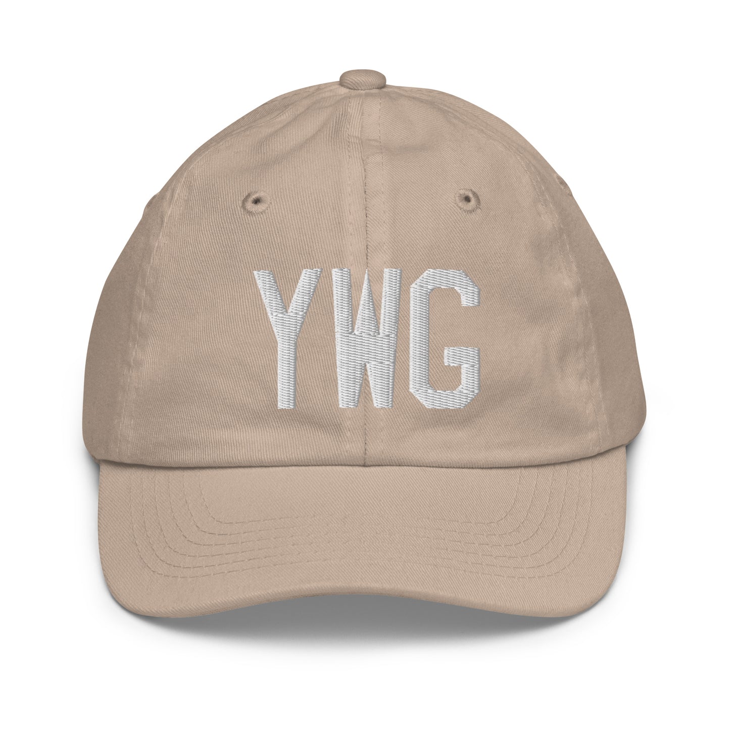 Airport Code Kid's Baseball Cap - White • YWG Winnipeg • YHM Designs - Image 28