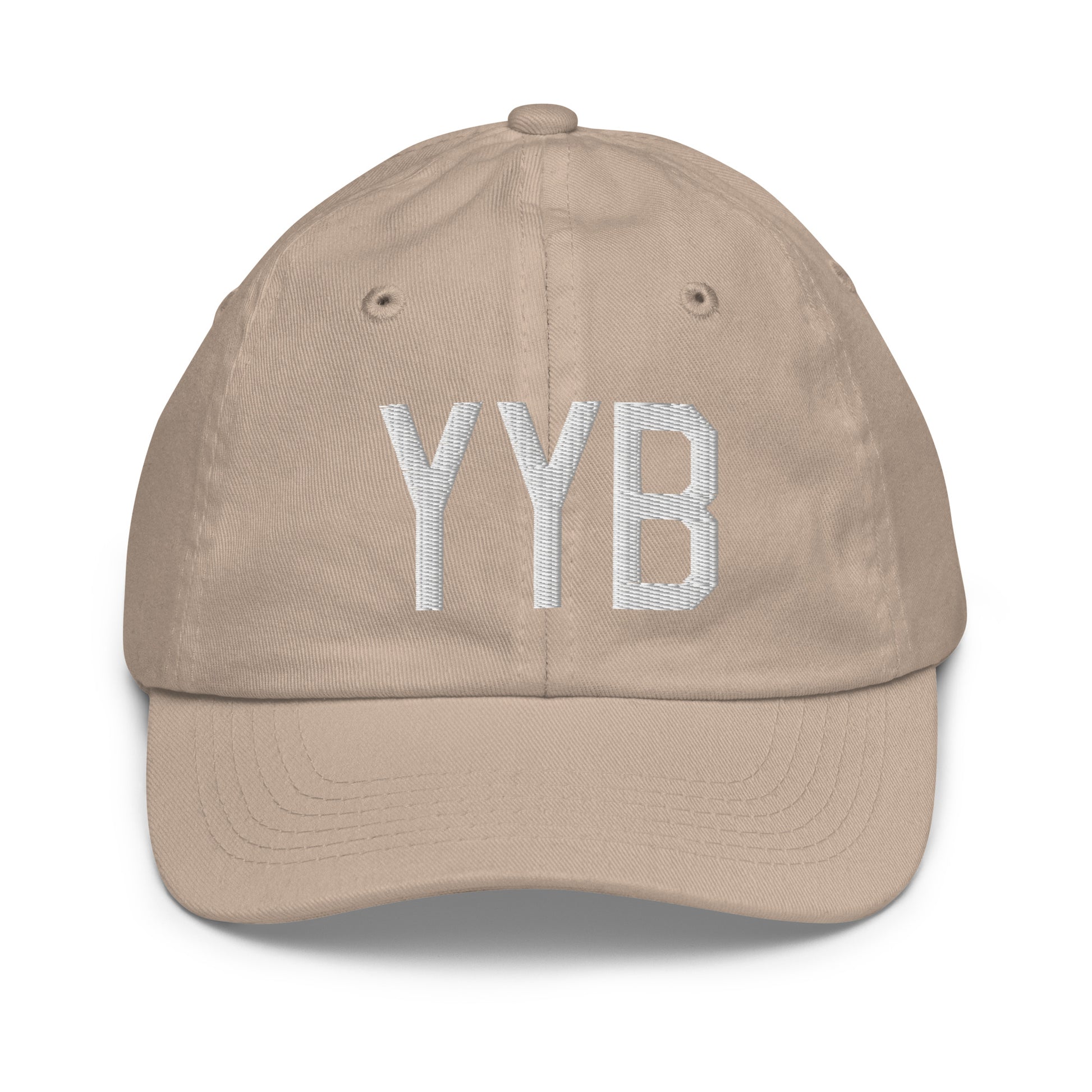 Airport Code Kid's Baseball Cap - White • YYB North Bay • YHM Designs - Image 28
