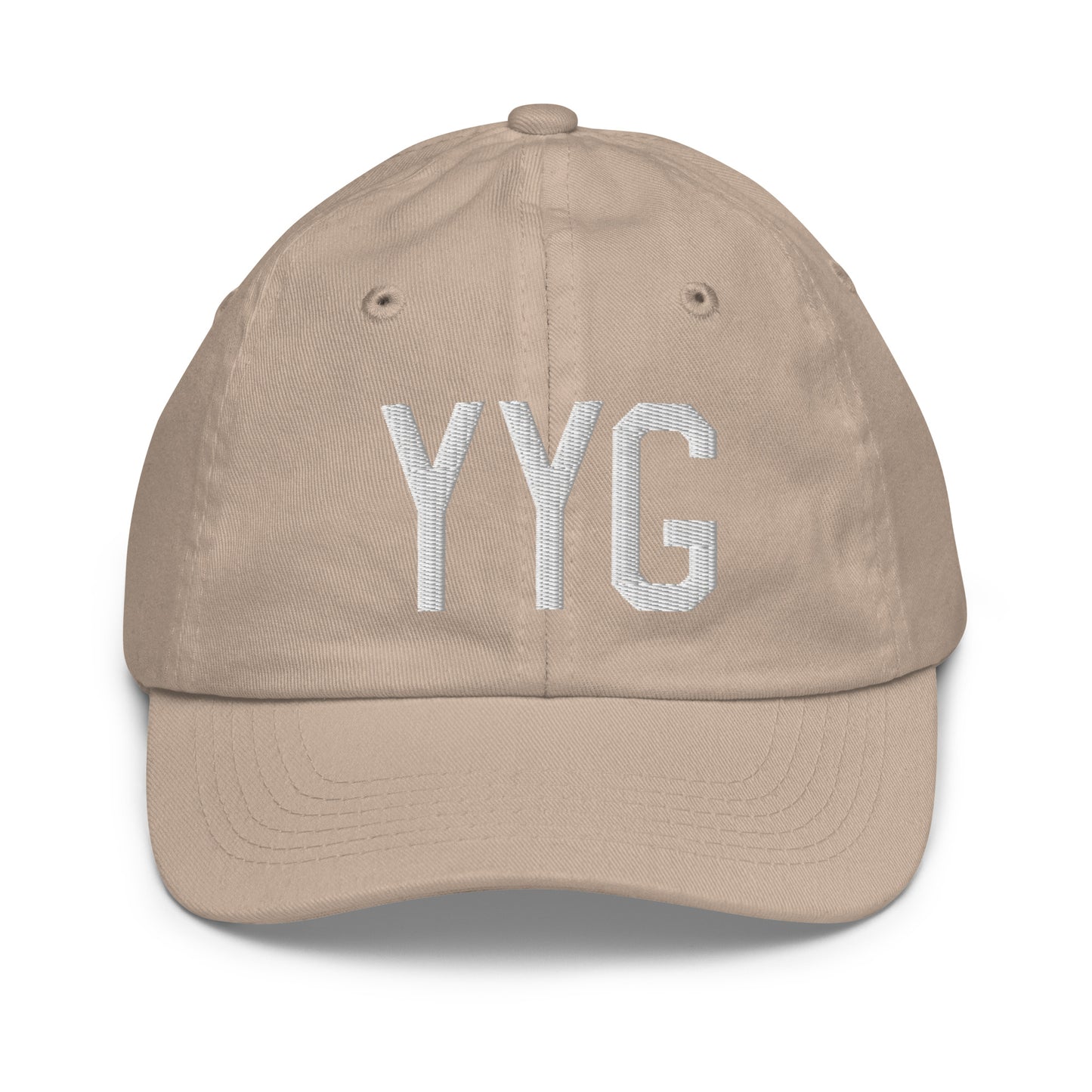 Airport Code Kid's Baseball Cap - White • YYG Charlottetown • YHM Designs - Image 28
