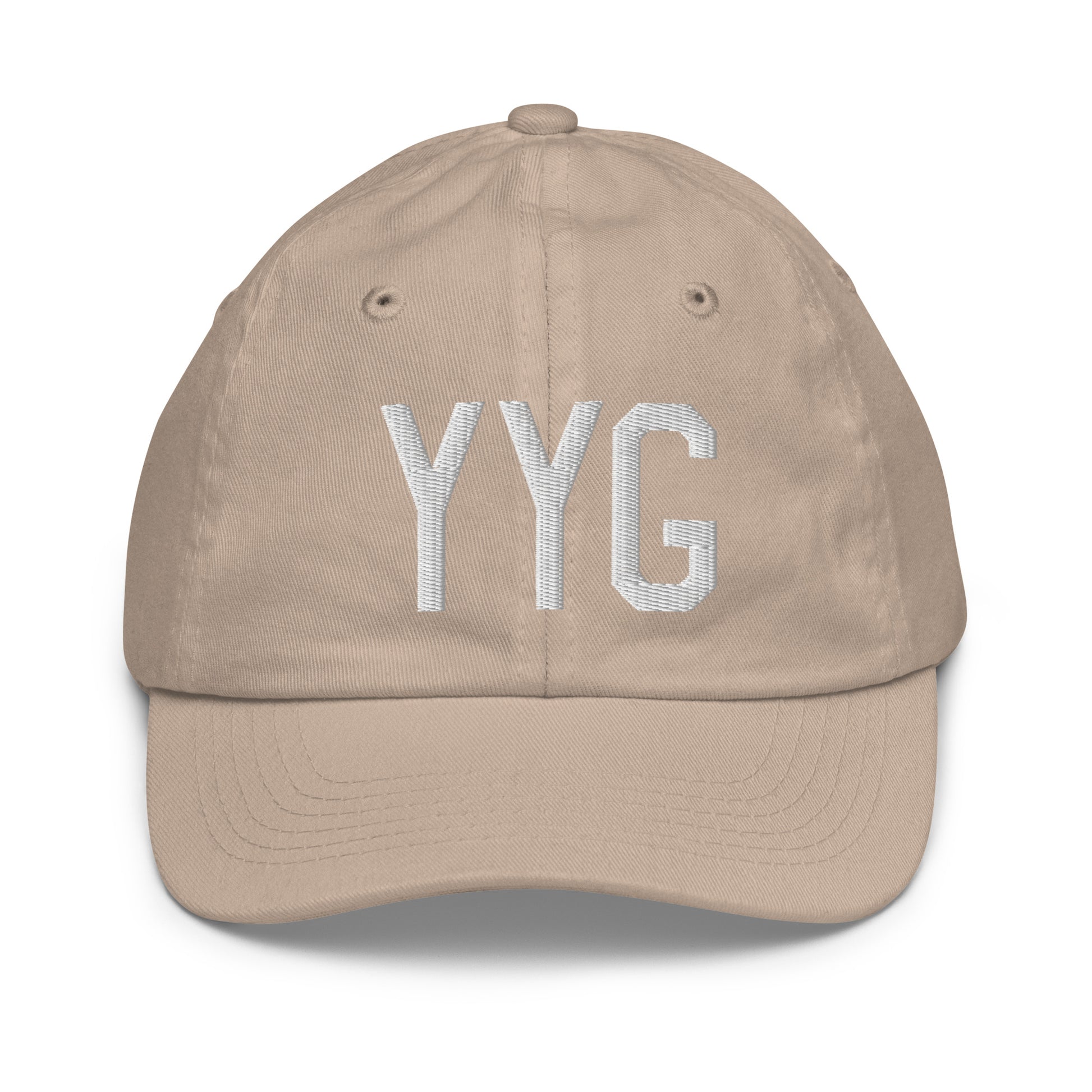 Airport Code Kid's Baseball Cap - White • YYG Charlottetown • YHM Designs - Image 28