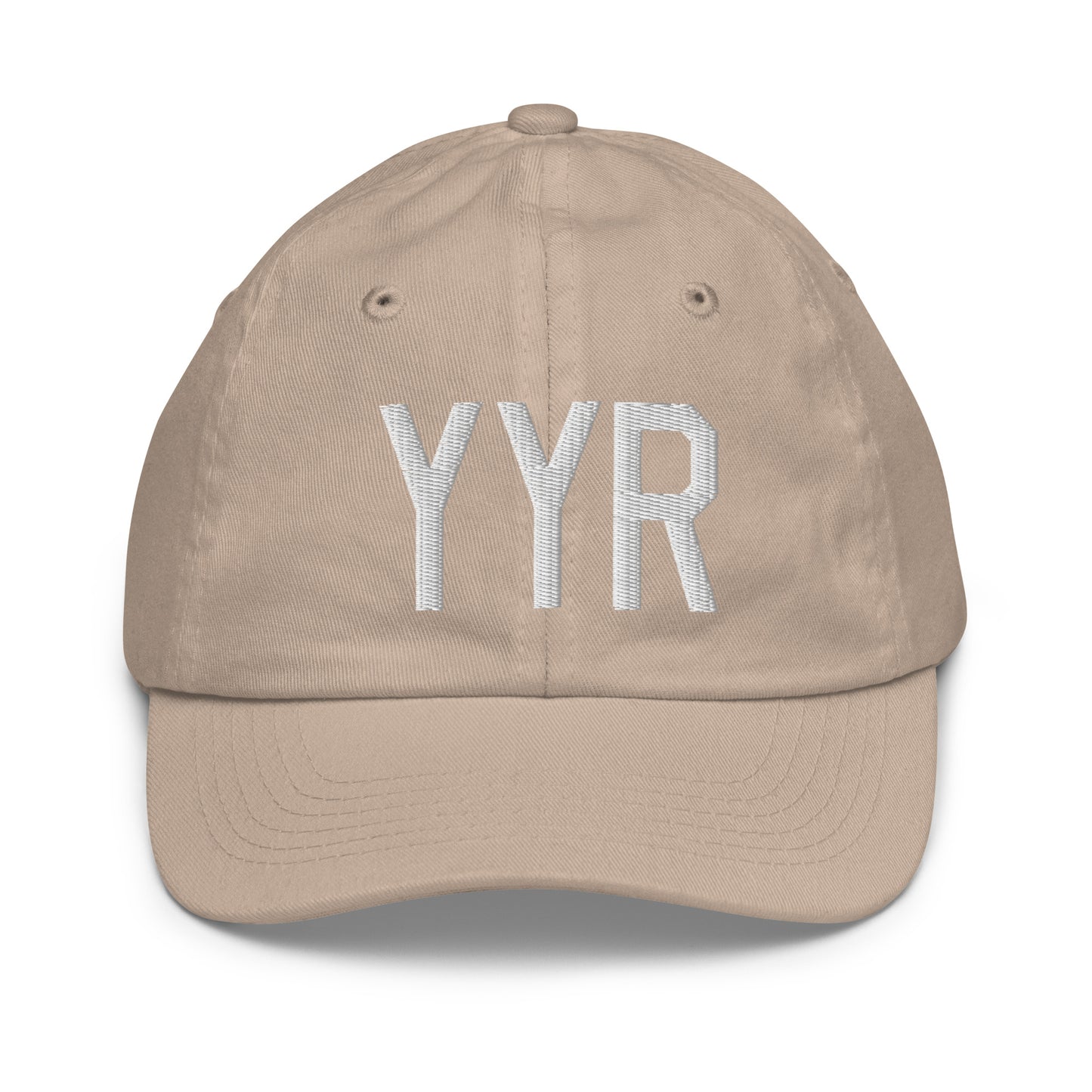 Airport Code Kid's Baseball Cap - White • YYR Goose Bay • YHM Designs - Image 28