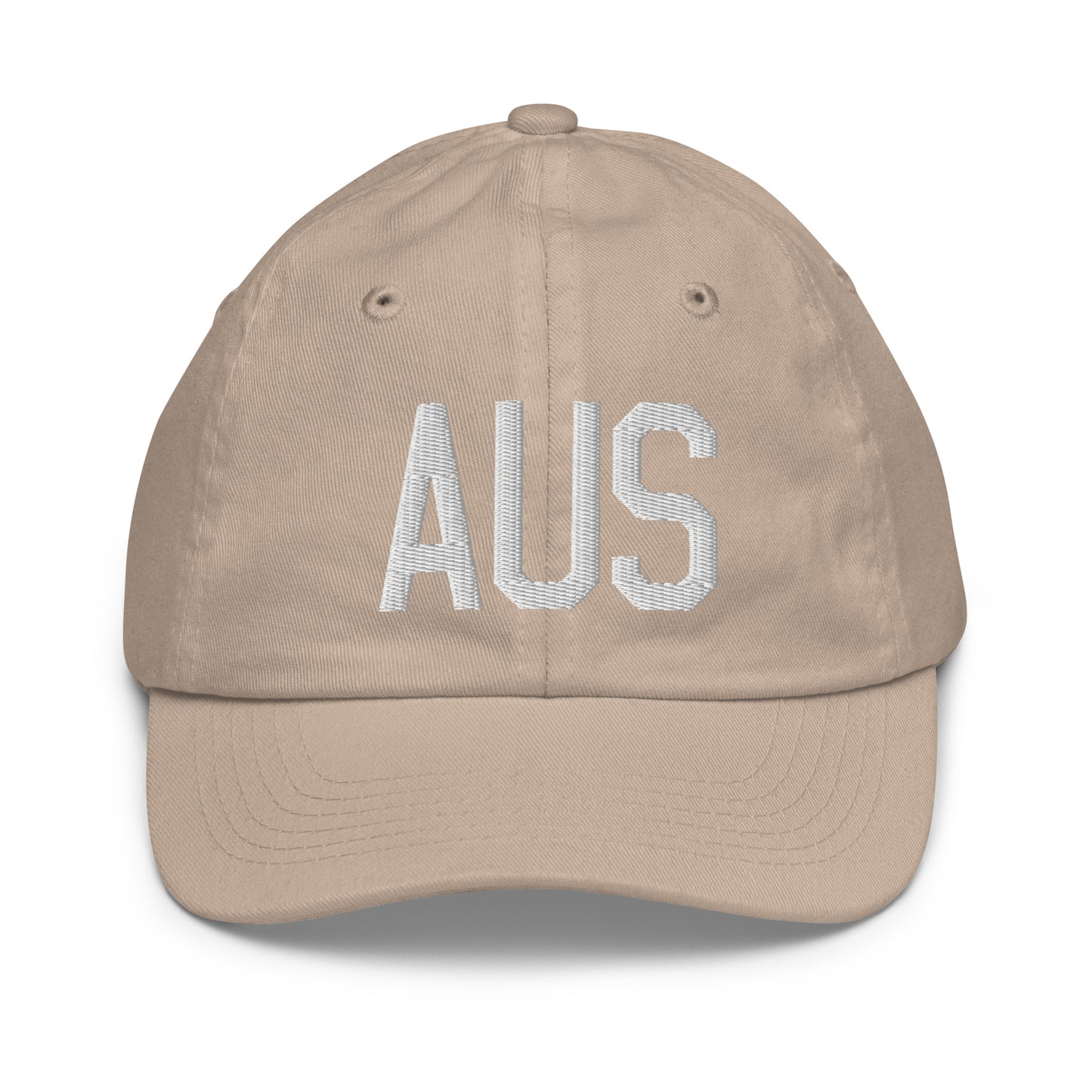 Airport Code Kid's Baseball Cap - White • AUS Austin • YHM Designs - Image 28