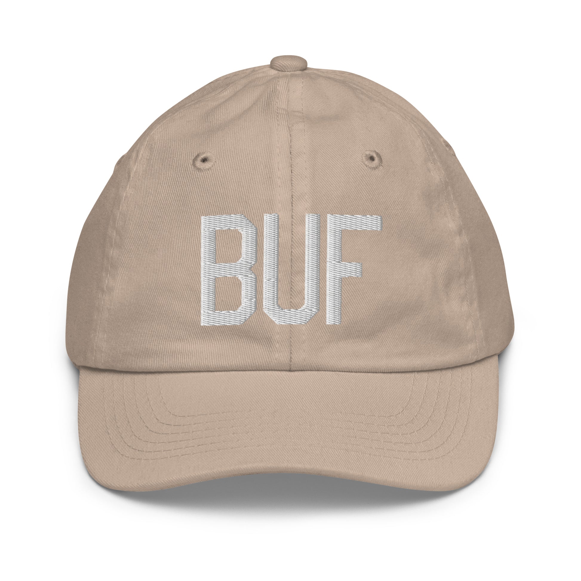 Airport Code Kid's Baseball Cap - White • BUF Buffalo • YHM Designs - Image 28