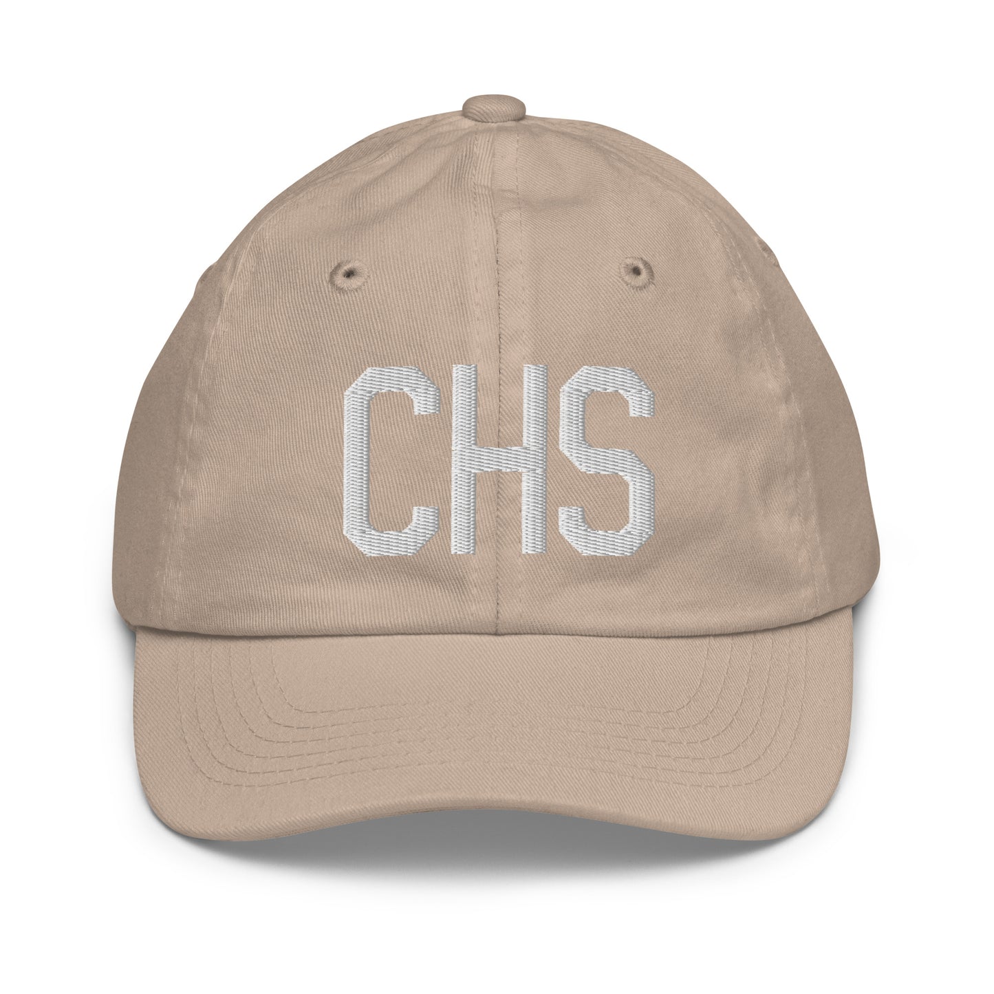 Airport Code Kid's Baseball Cap - White • CHS Charleston • YHM Designs - Image 28