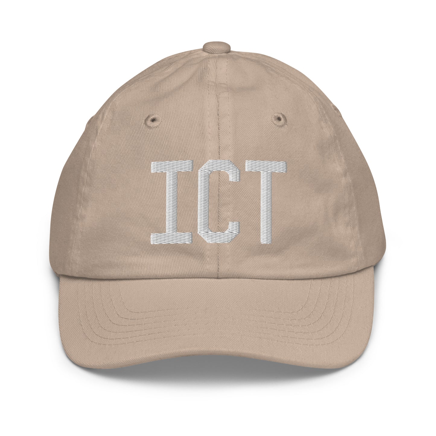 Airport Code Kid's Baseball Cap - White • ICT Wichita • YHM Designs - Image 28