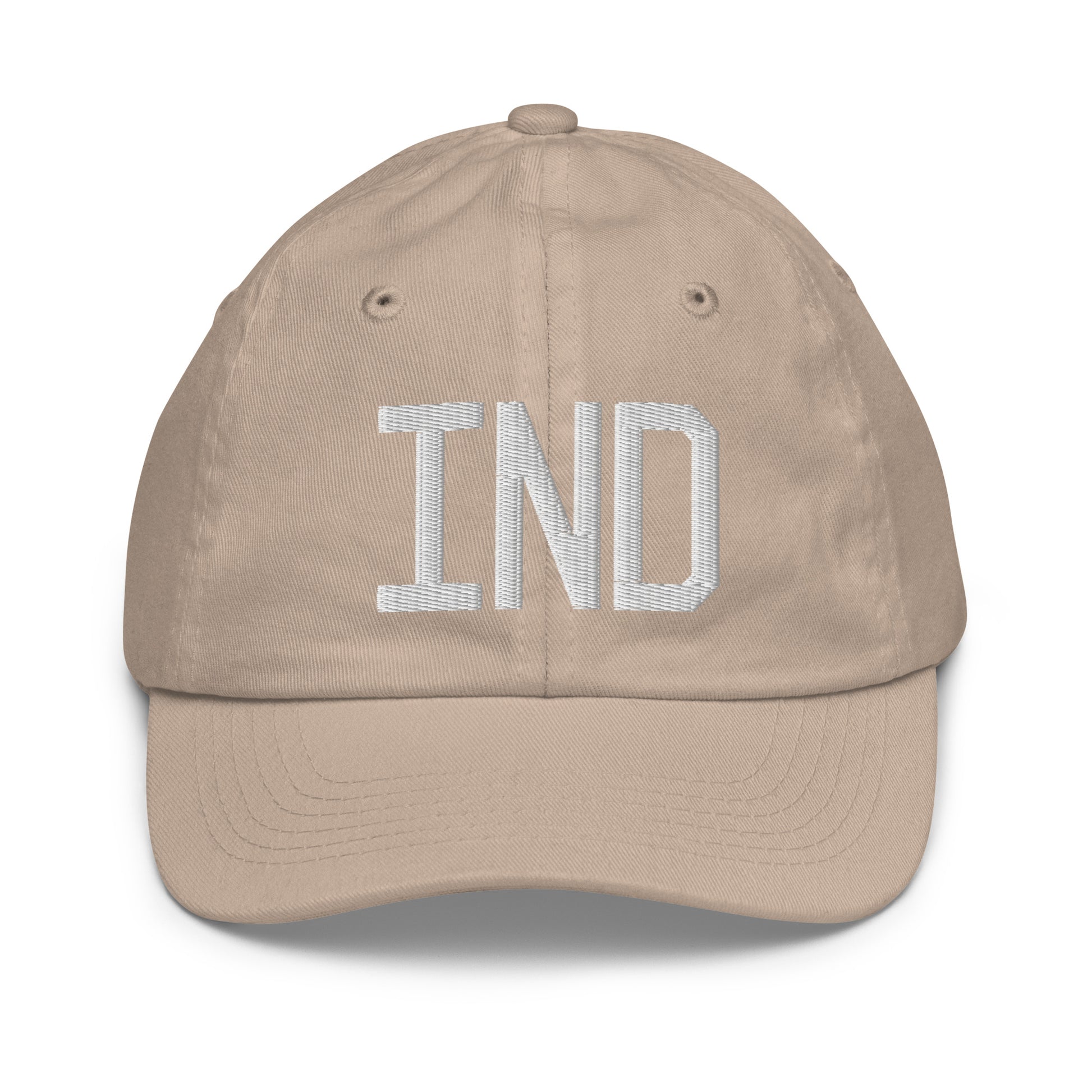 Airport Code Kid's Baseball Cap - White • IND Indianapolis • YHM Designs - Image 28