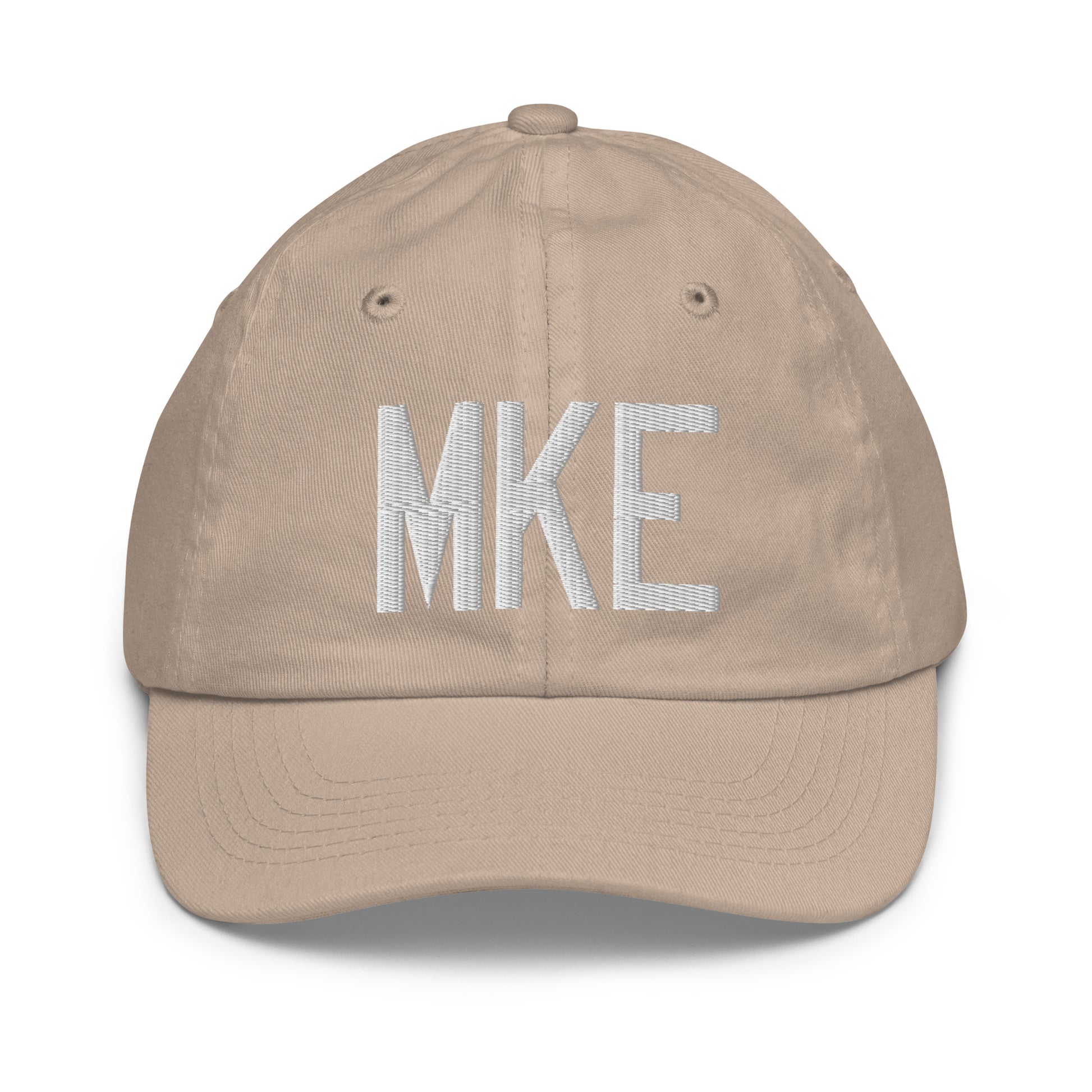Airport Code Kid's Baseball Cap - White • MKE Milwaukee • YHM Designs - Image 28