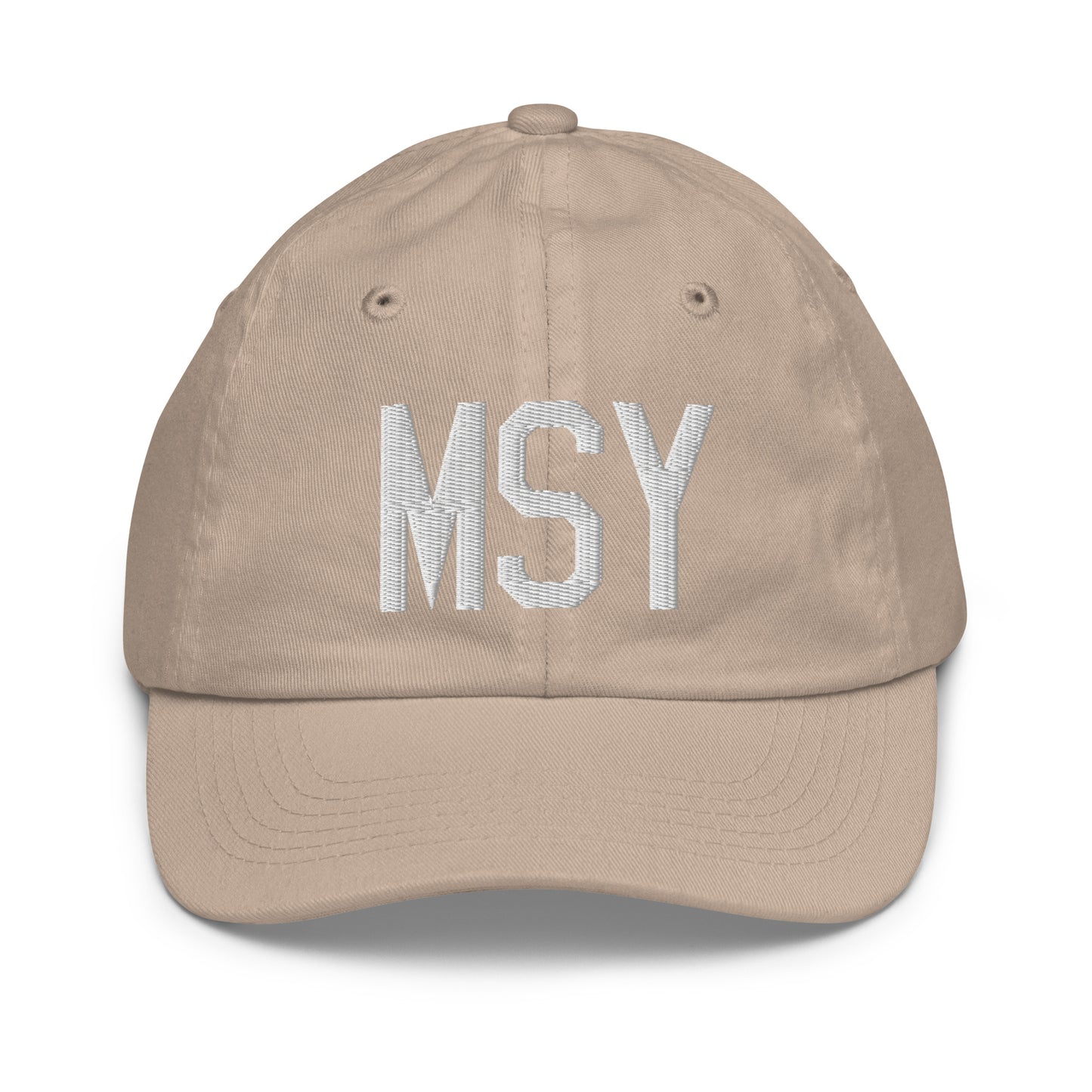 Airport Code Kid's Baseball Cap - White • MSY New Orleans • YHM Designs - Image 28