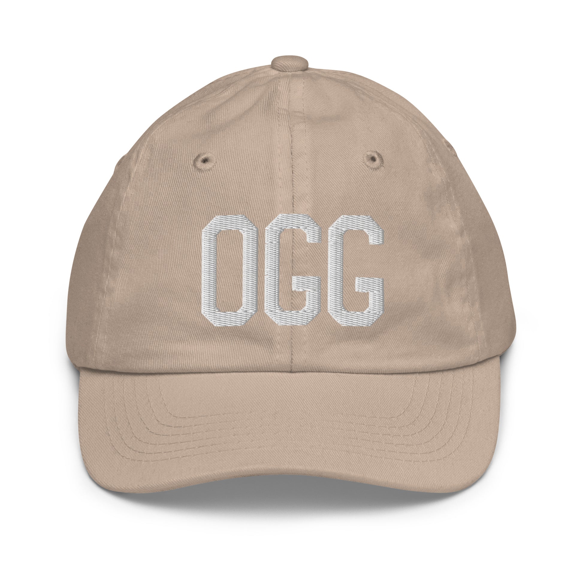 Airport Code Kid's Baseball Cap - White • OGG Maui • YHM Designs - Image 28