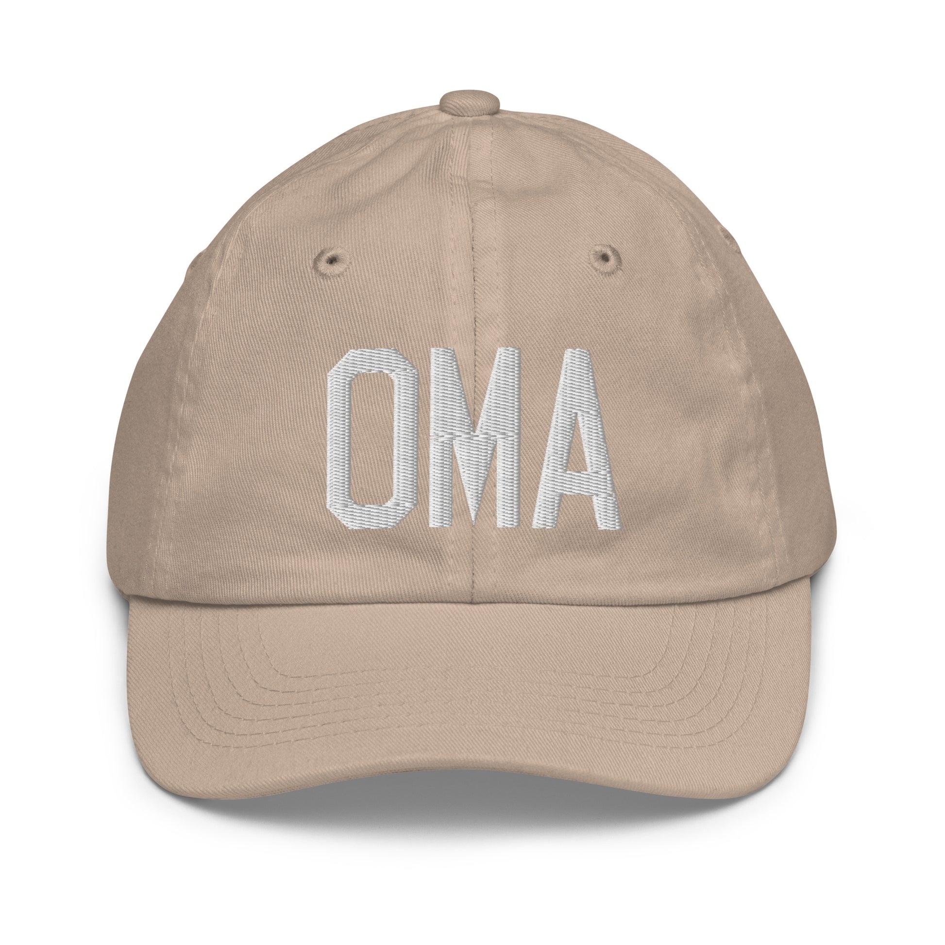 Airport Code Kid's Baseball Cap - White • OMA Omaha • YHM Designs - Image 28