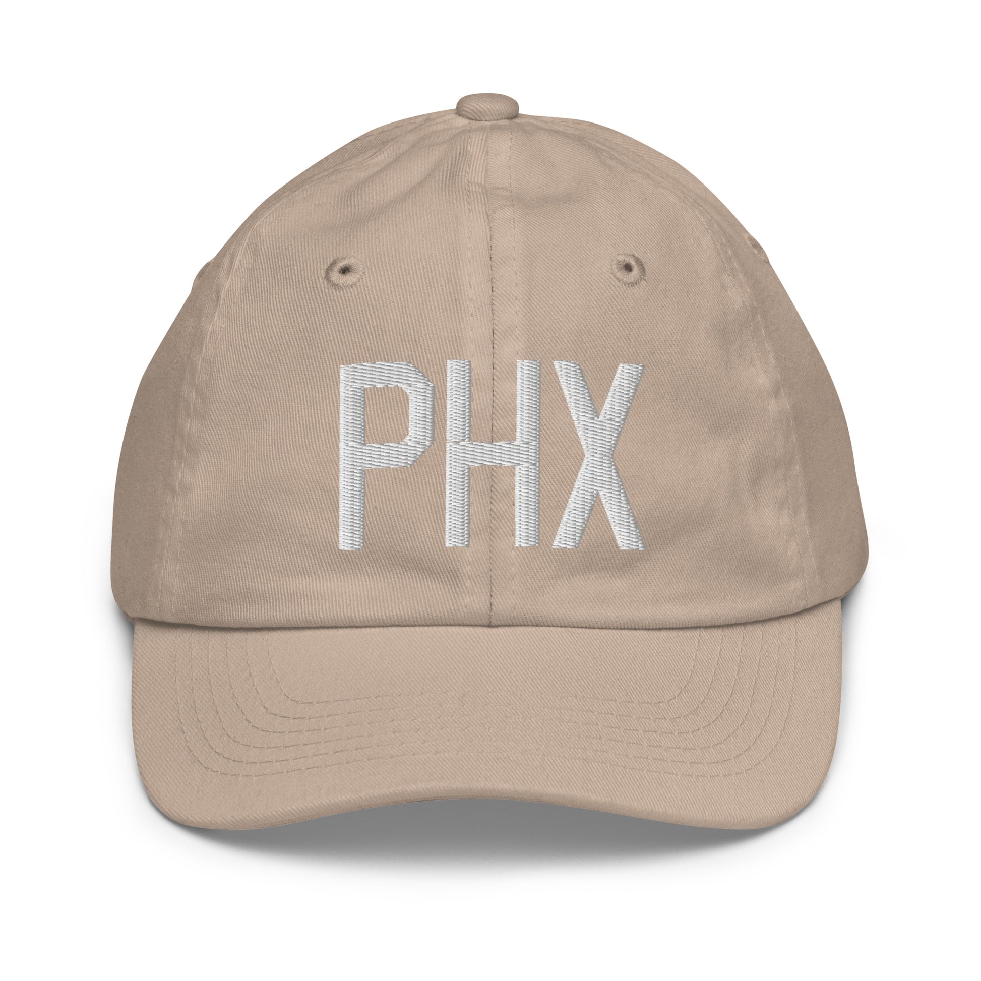 Airport Code Kid's Baseball Cap - White • PHX Phoenix • YHM Designs - Image 28