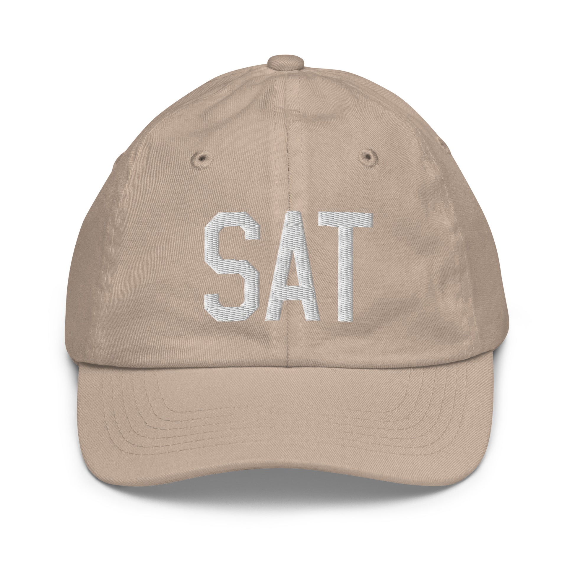 Airport Code Kid's Baseball Cap - White • SAT San Antonio • YHM Designs - Image 28