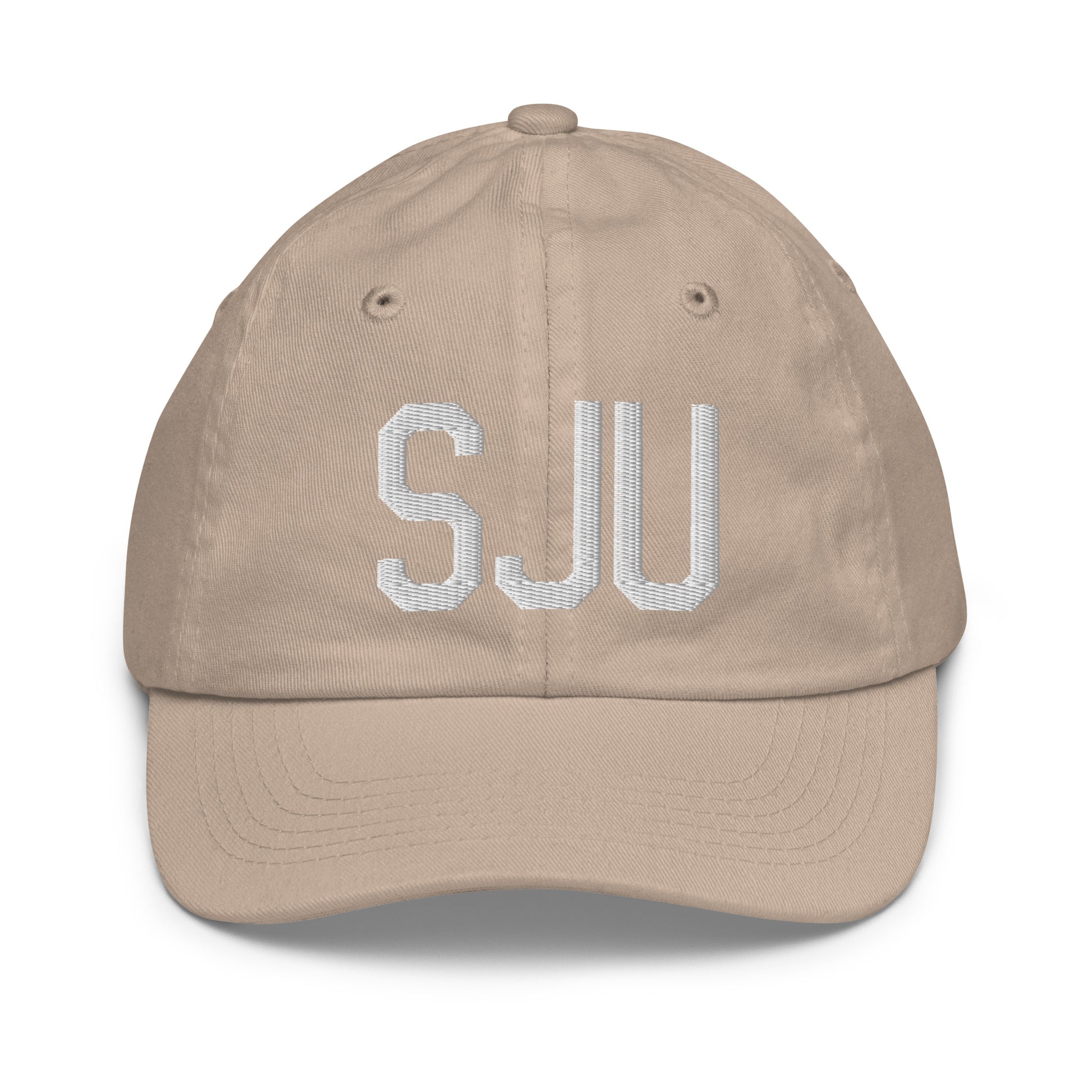 Airport Code Kid's Baseball Cap - White • SJU San Juan • YHM Designs - Image 28
