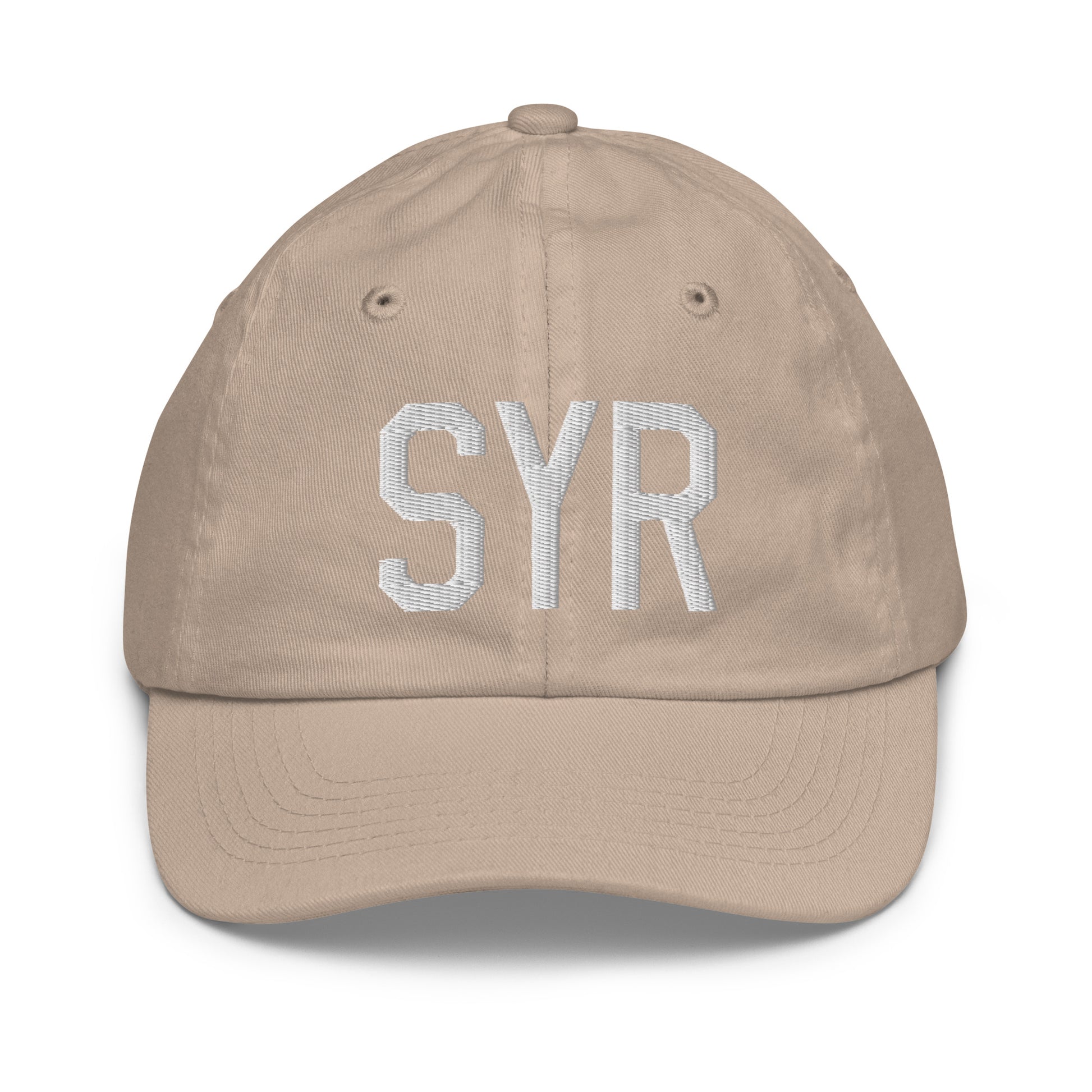 Airport Code Kid's Baseball Cap - White • SYR Syracuse • YHM Designs - Image 28