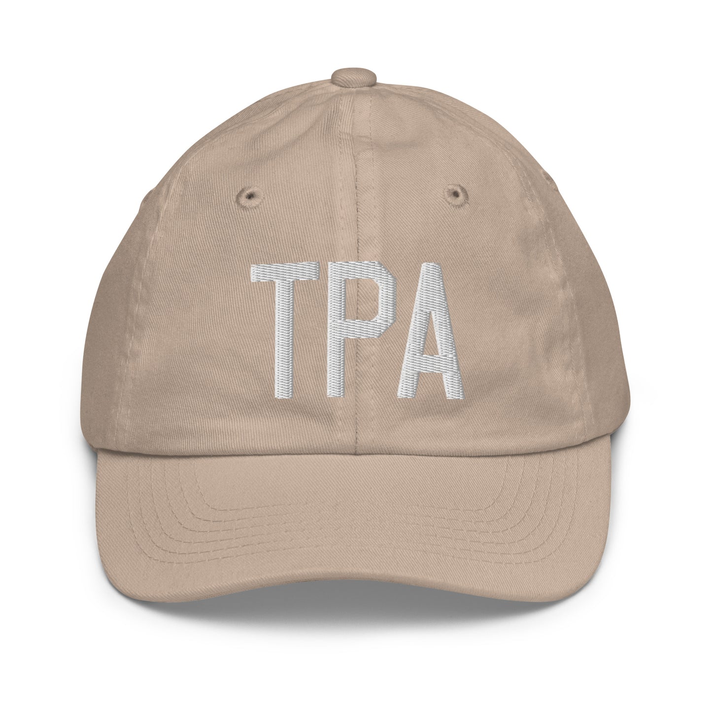 Airport Code Kid's Baseball Cap - White • TPA Tampa • YHM Designs - Image 28