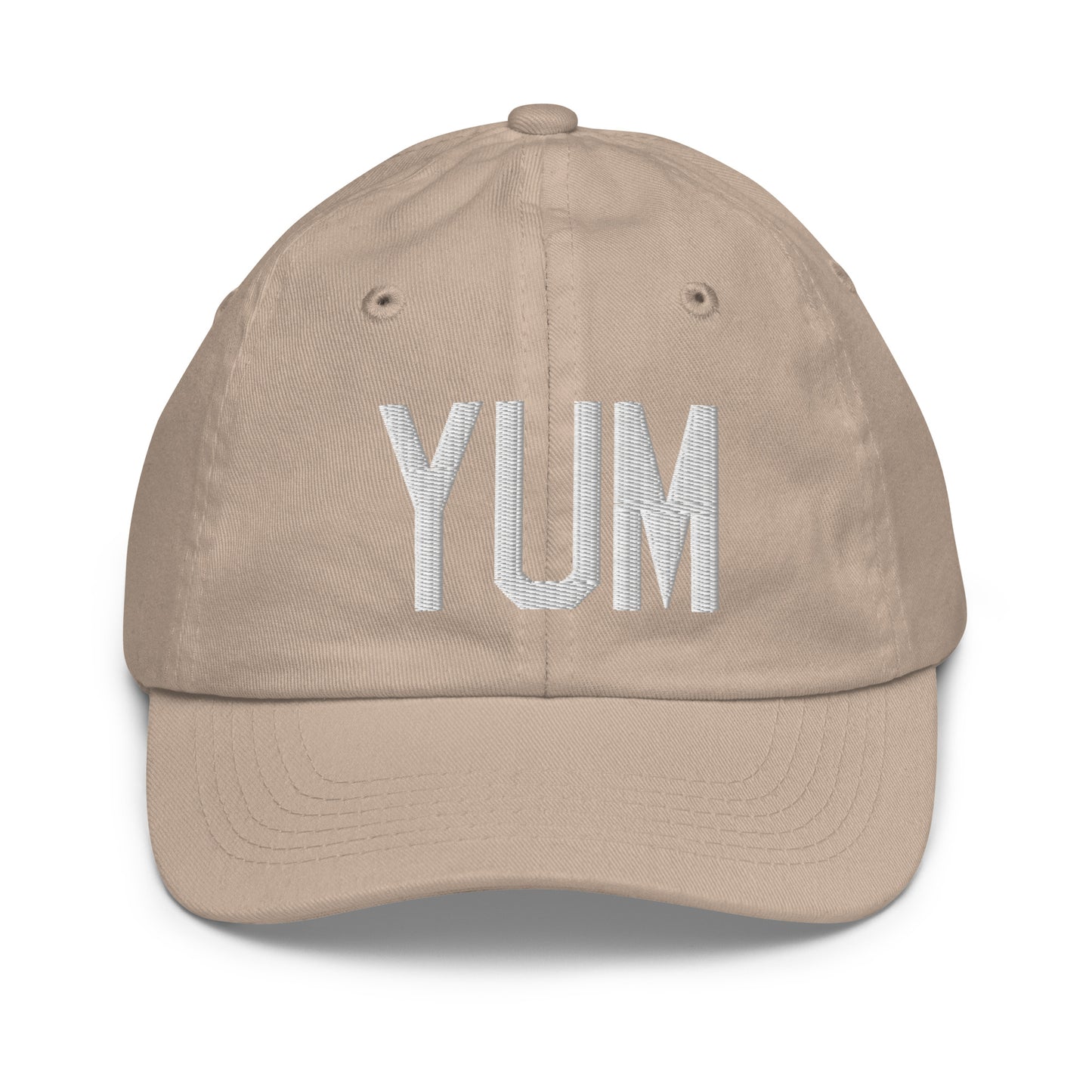 Airport Code Kid's Baseball Cap - White • YUM Yuma • YHM Designs - Image 28