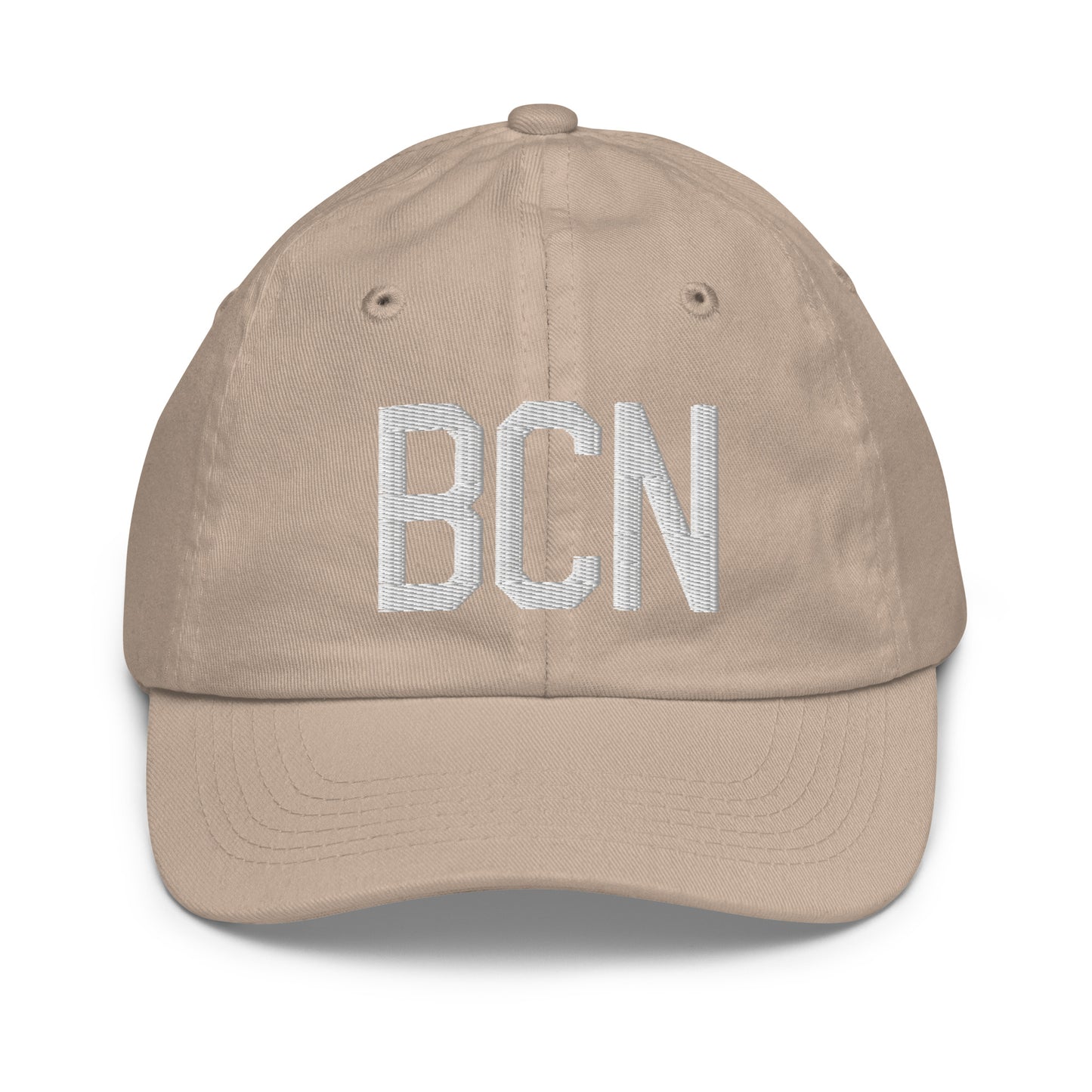 Airport Code Kid's Baseball Cap - White • BCN Barcelona • YHM Designs - Image 28