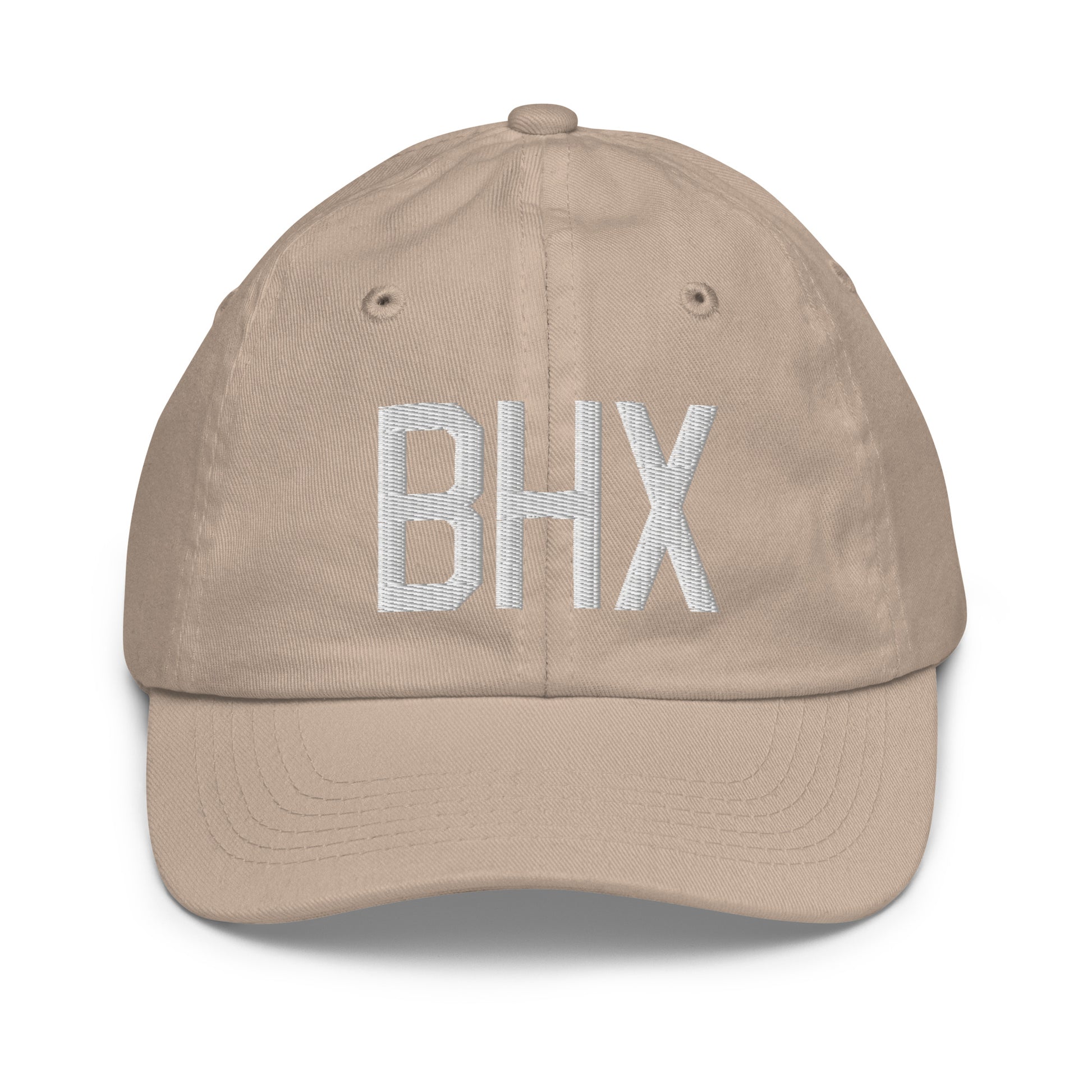 Airport Code Kid's Baseball Cap - White • BHX Birmingham • YHM Designs - Image 28