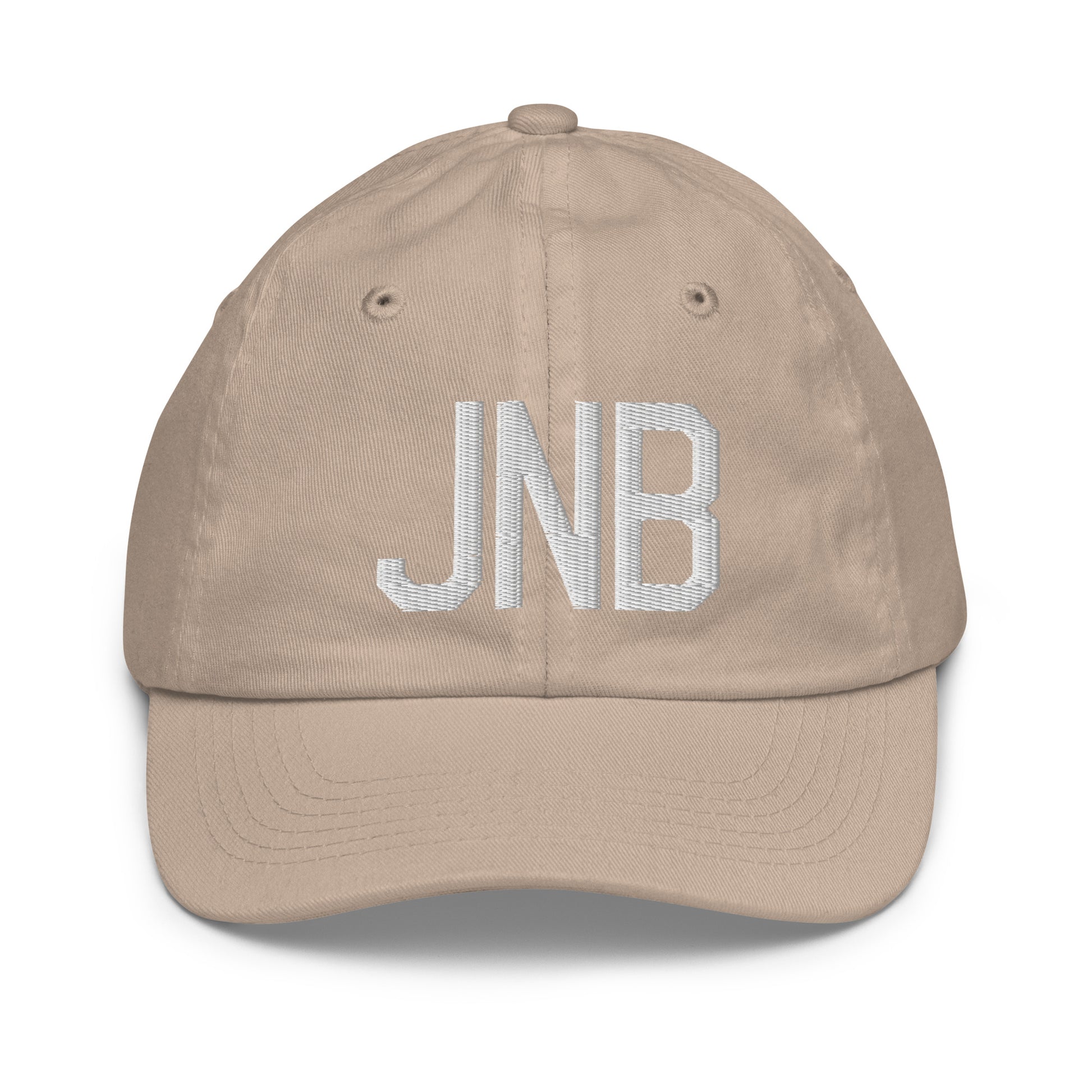 Airport Code Kid's Baseball Cap - White • JNB Johannesburg • YHM Designs - Image 28