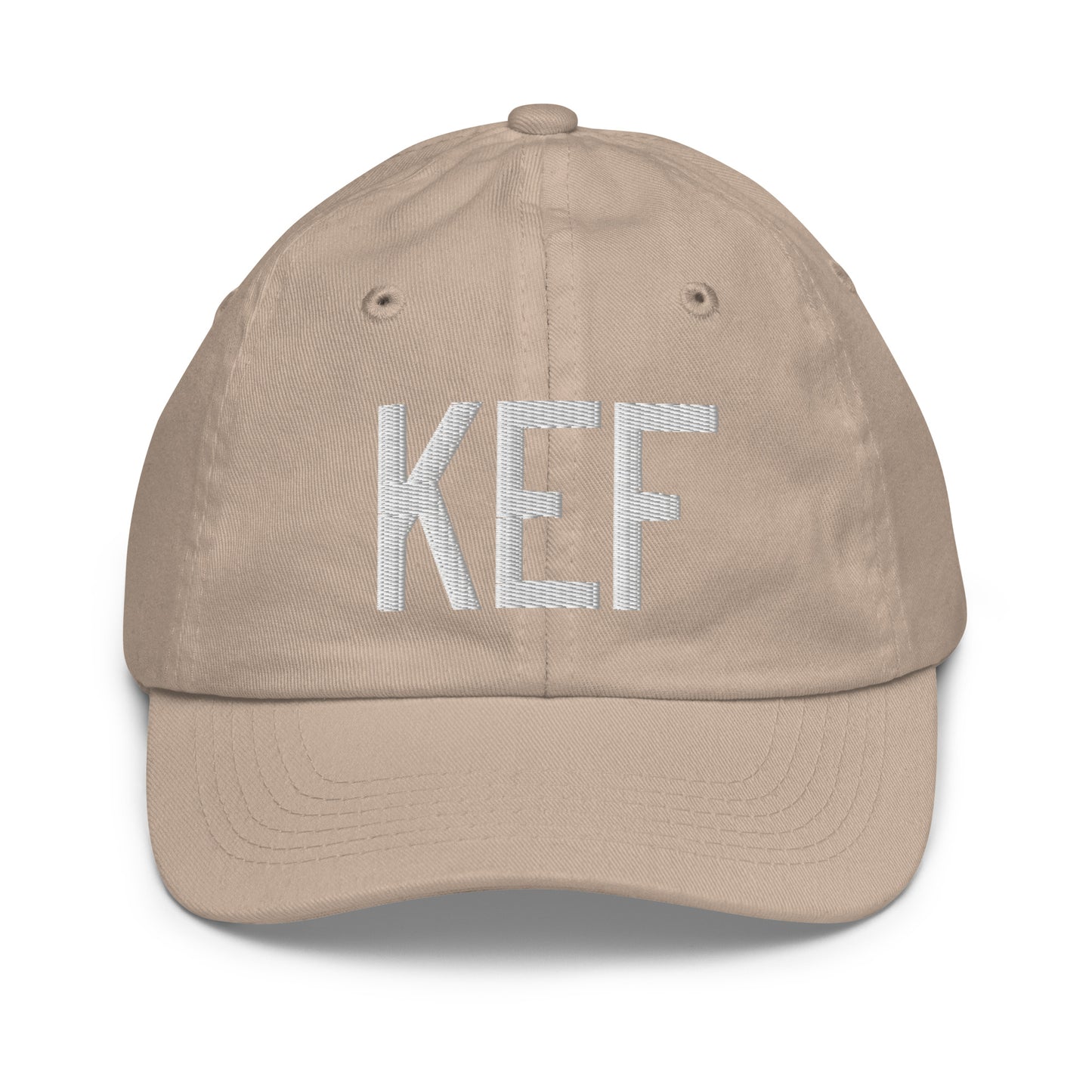 Airport Code Kid's Baseball Cap - White • KEF Reykjavik • YHM Designs - Image 28