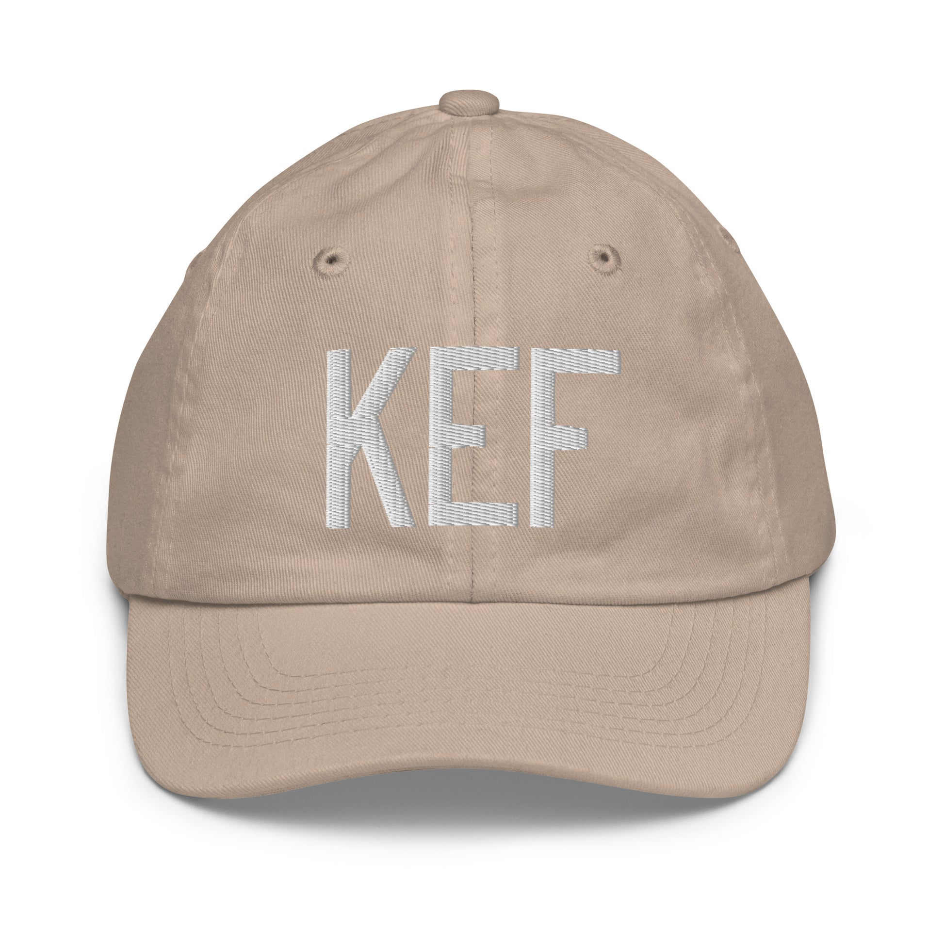 Airport Code Kid's Baseball Cap - White • KEF Reykjavik • YHM Designs - Image 28