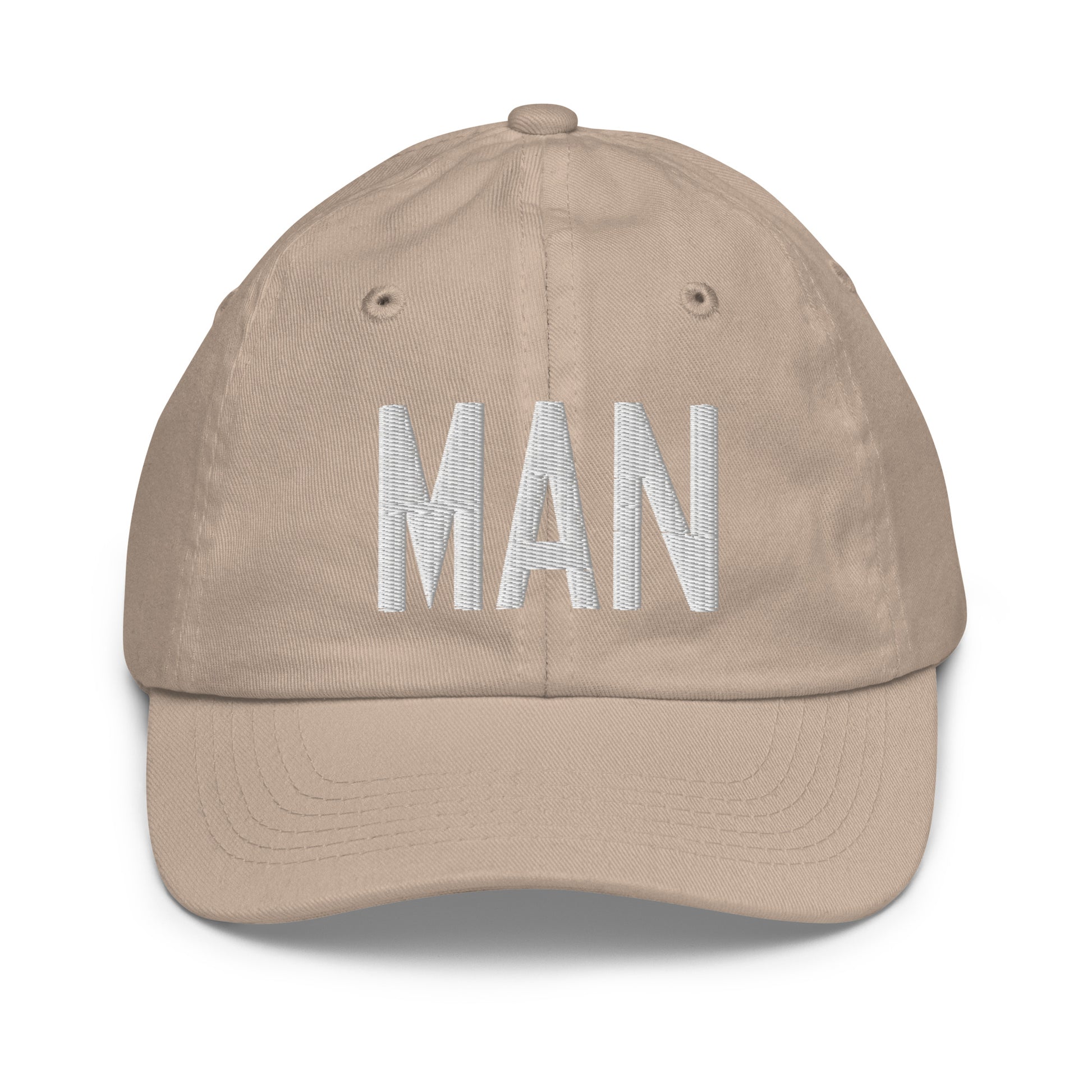 Airport Code Kid's Baseball Cap - White • MAN Manchester • YHM Designs - Image 28