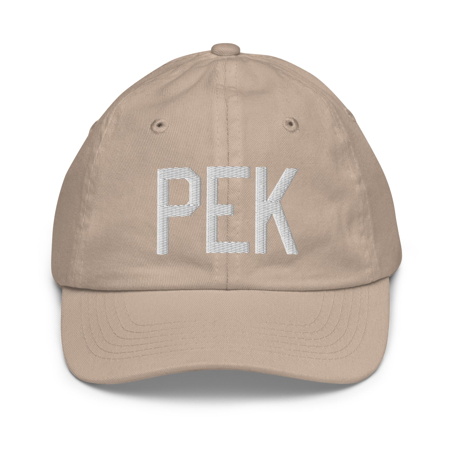 Airport Code Kid's Baseball Cap - White • PEK Beijing • YHM Designs - Image 28