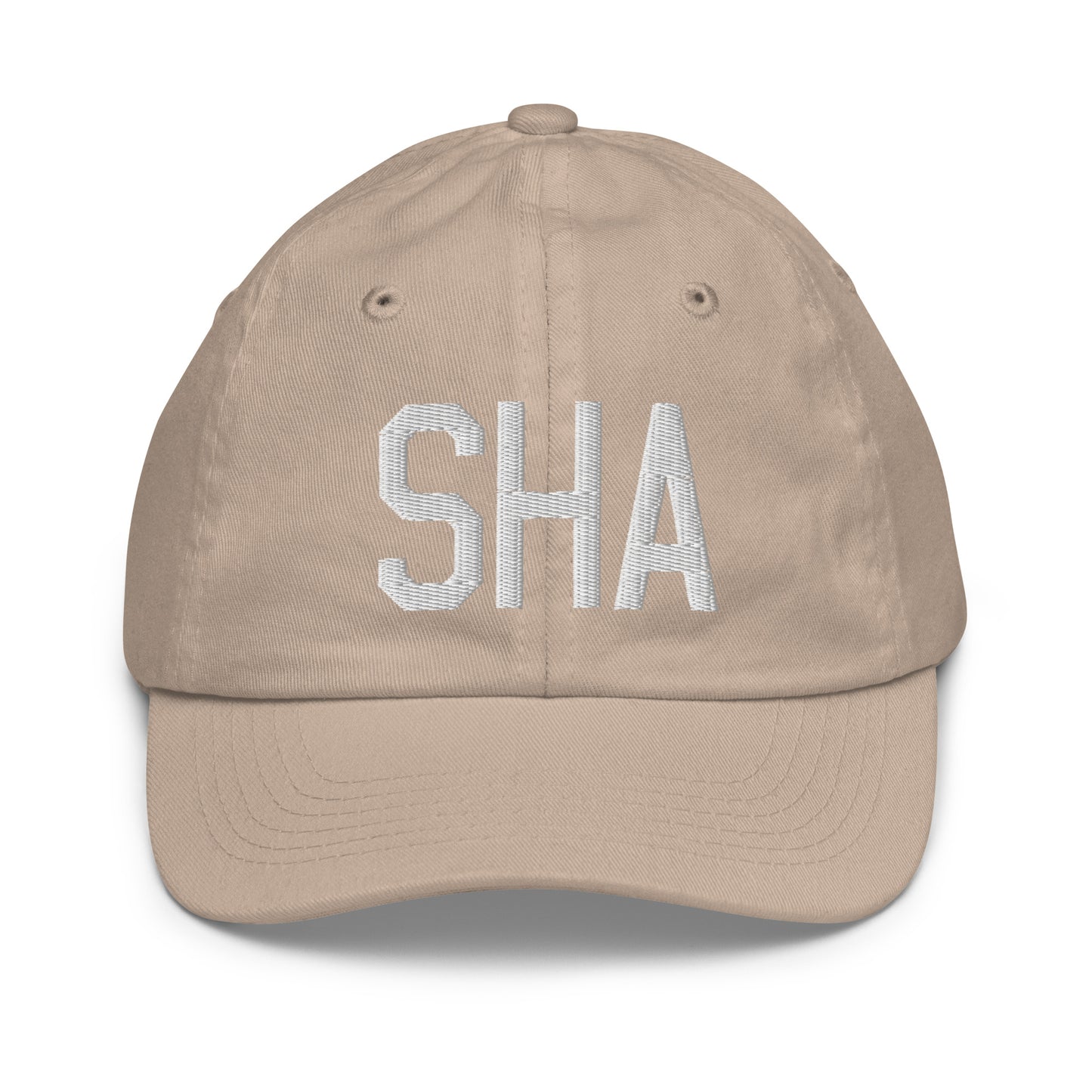 Airport Code Kid's Baseball Cap - White • SHA Shanghai • YHM Designs - Image 28