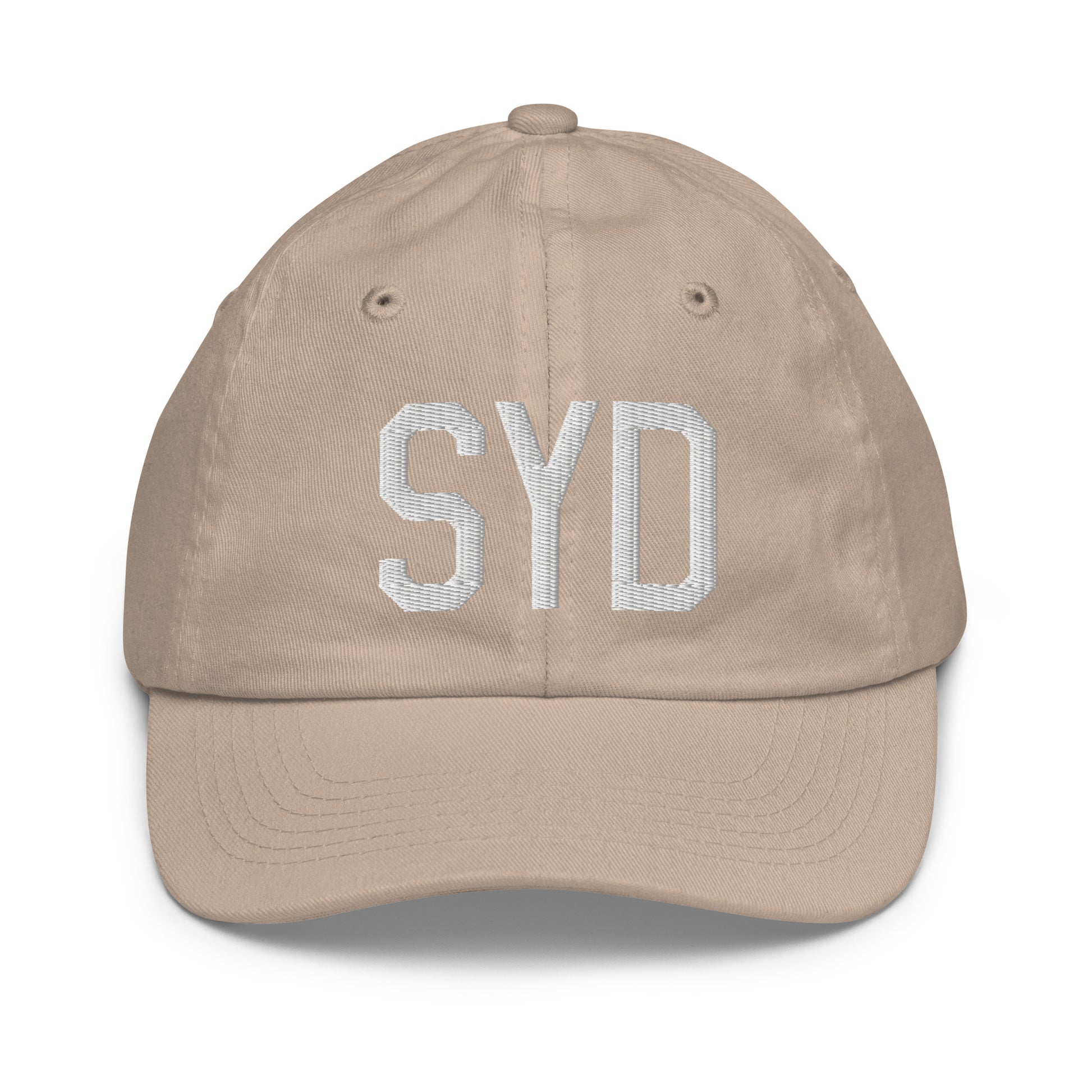 Airport Code Kid's Baseball Cap - White • SYD Sydney • YHM Designs - Image 28