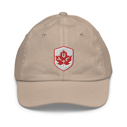 Maple Leaf Kid's Cap - Red/White • YUL Montreal • YHM Designs - Image 02