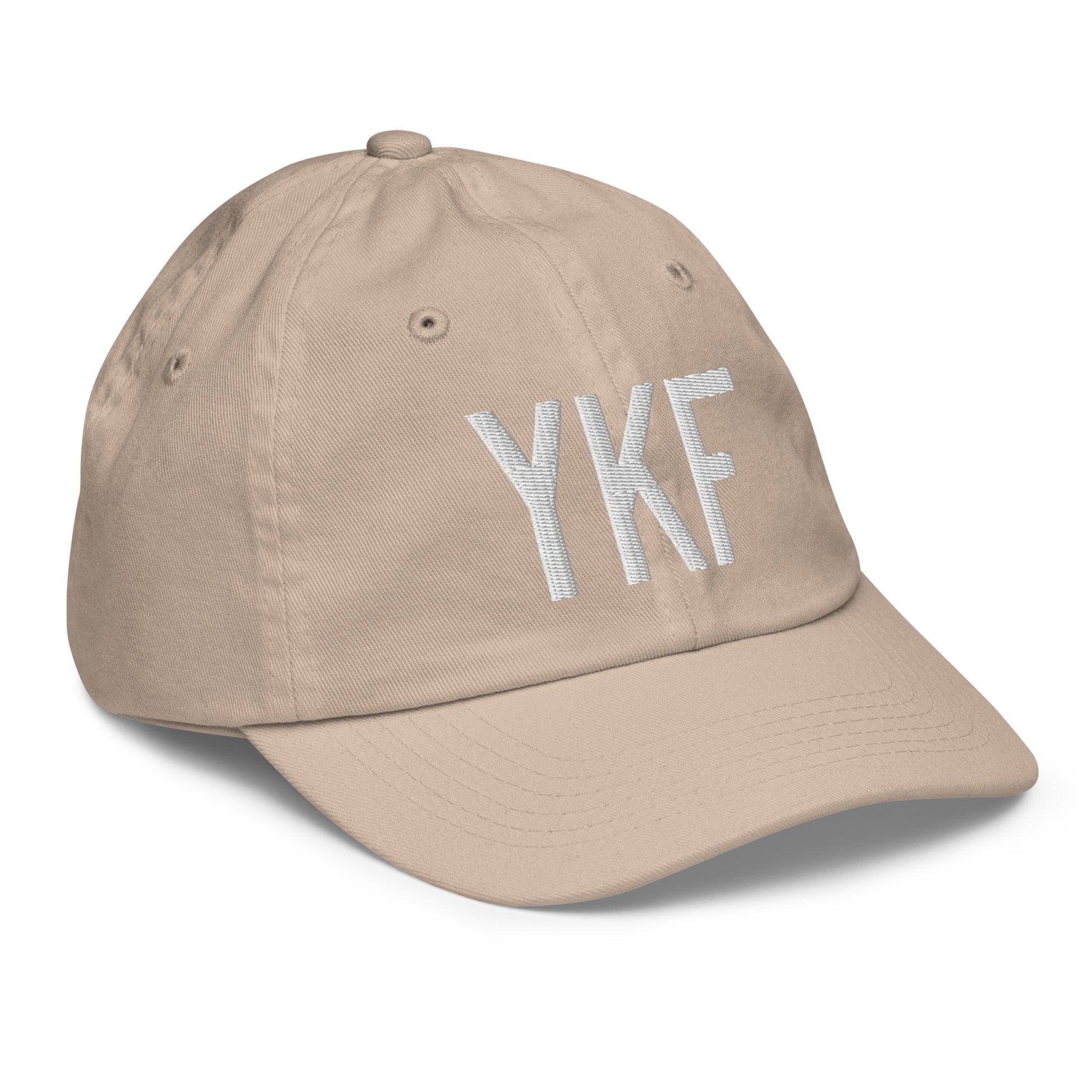 Airport Code Kid's Baseball Cap - White • YKF Waterloo • YHM Designs - Image 29