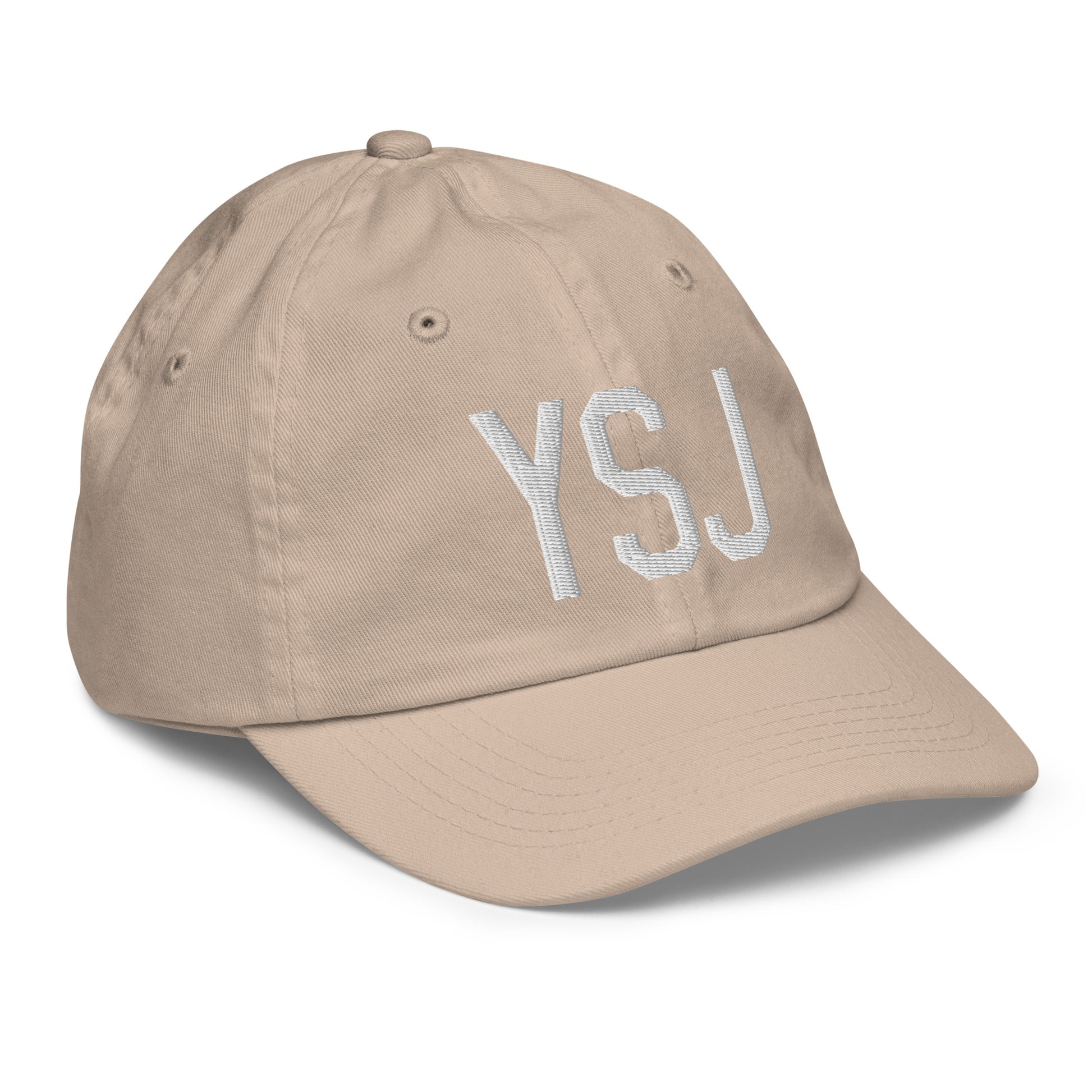 Airport Code Kid's Baseball Cap - White • YSJ Saint John • YHM Designs - Image 29