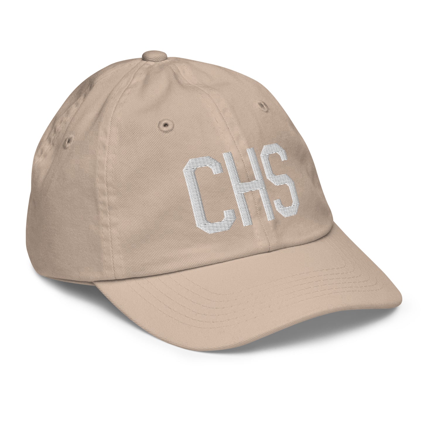 Airport Code Kid's Baseball Cap - White • CHS Charleston • YHM Designs - Image 29