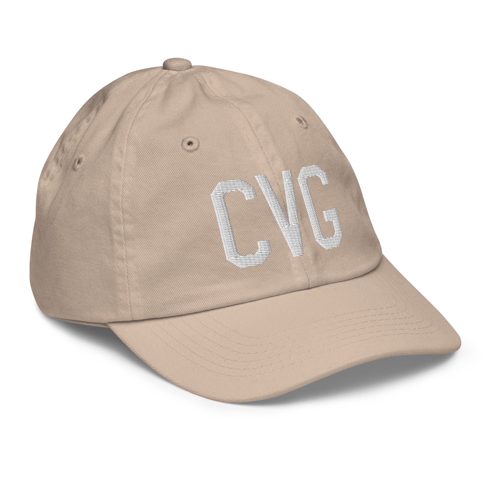 Airport Code Kid's Baseball Cap - White • CVG Cincinnati • YHM Designs - Image 29