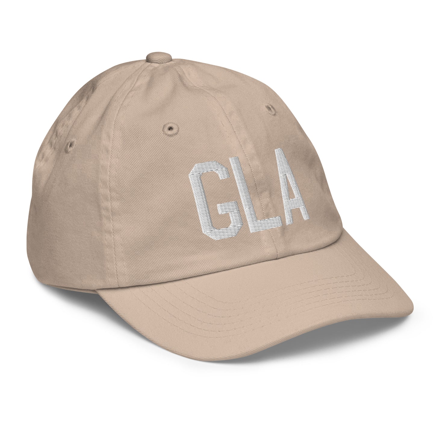 Airport Code Kid's Baseball Cap - White • GLA Glasgow • YHM Designs - Image 29