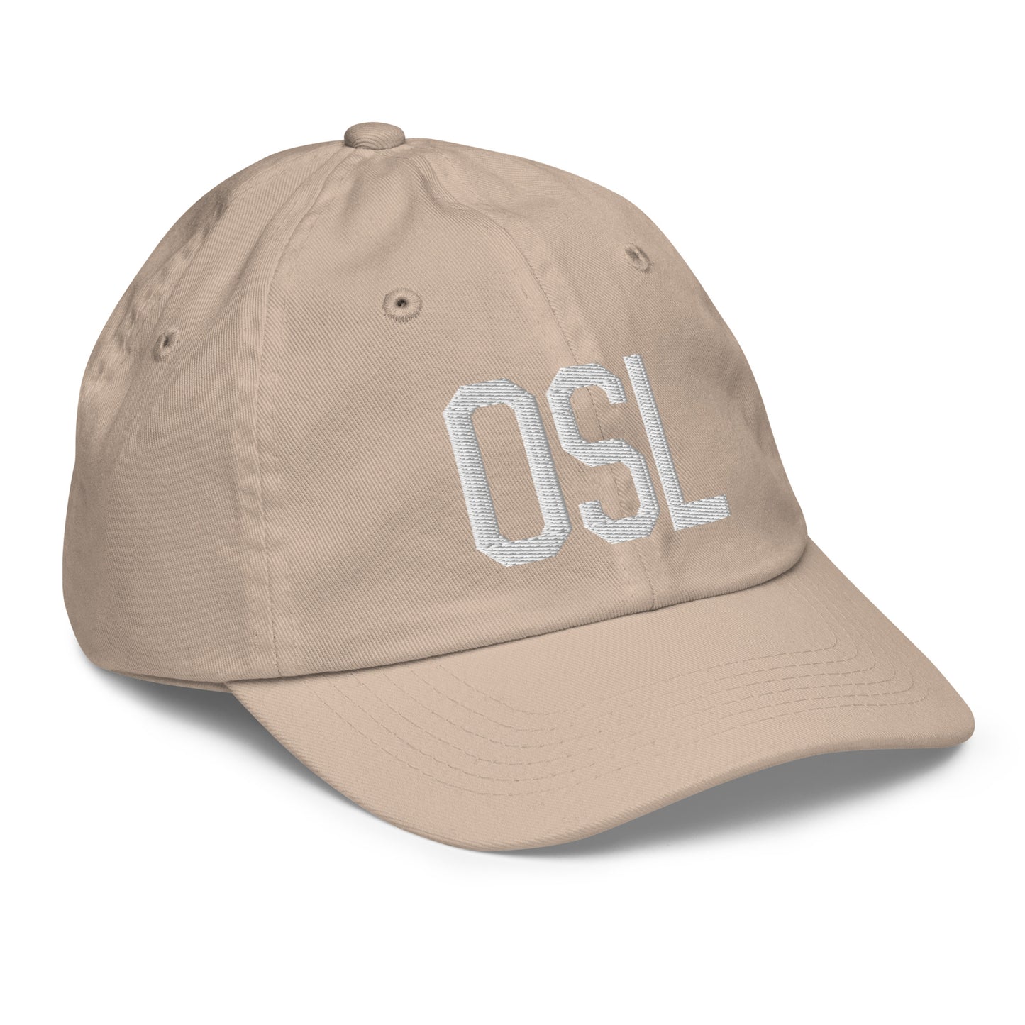 Airport Code Kid's Baseball Cap - White • OSL Oslo • YHM Designs - Image 29