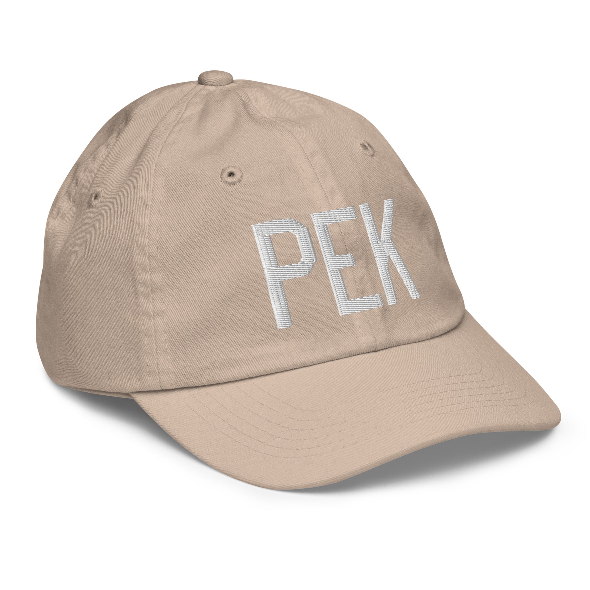 Airport Code Kid's Baseball Cap - White • PEK Beijing • YHM Designs - Image 29