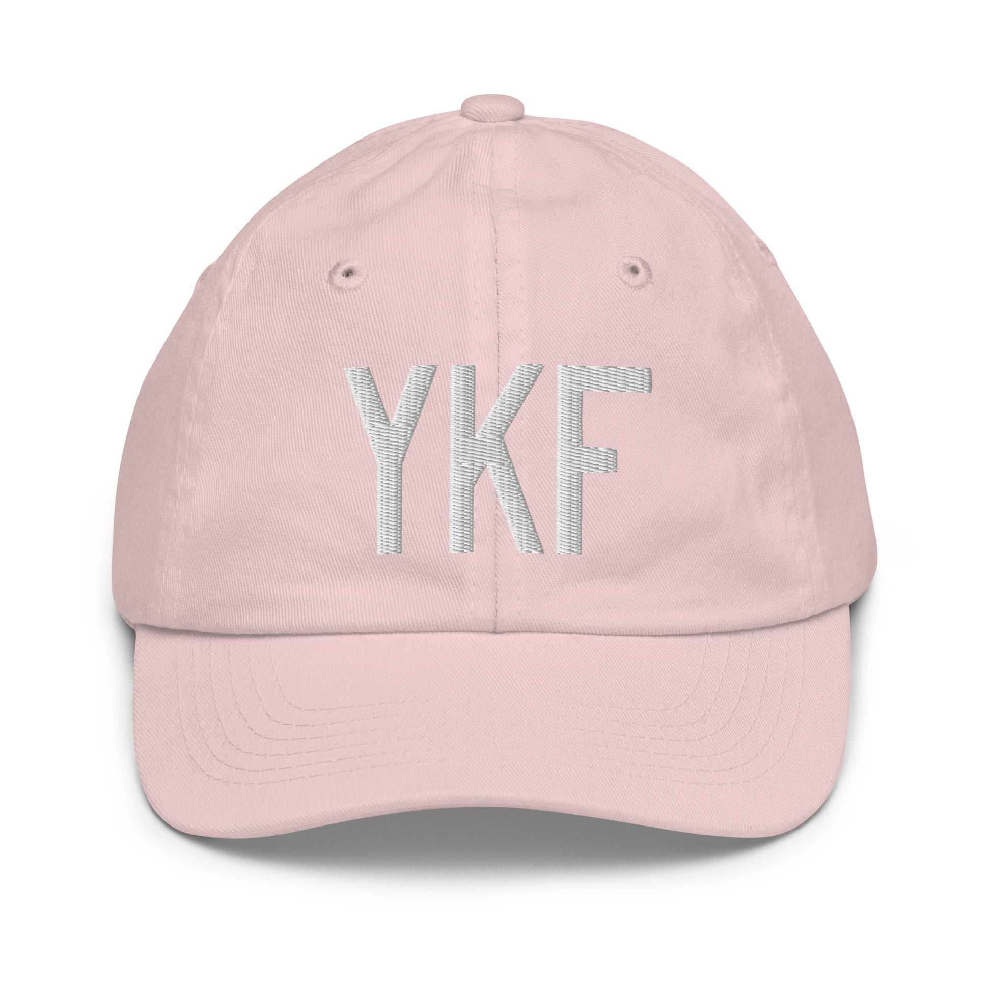 Airport Code Kid's Baseball Cap - White • YKF Waterloo • YHM Designs - Image 31