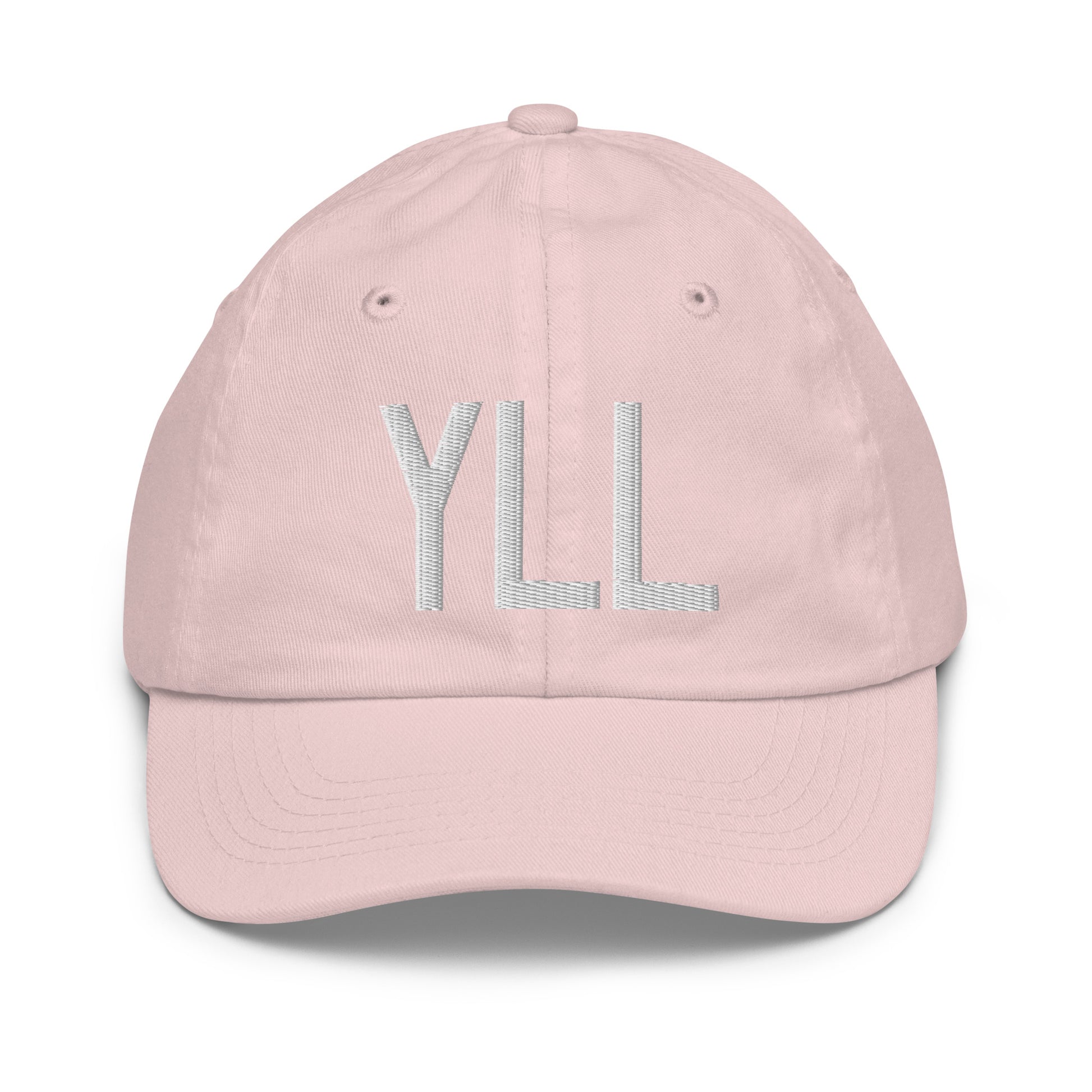 Airport Code Kid's Baseball Cap - White • YLL Lloydminster • YHM Designs - Image 31