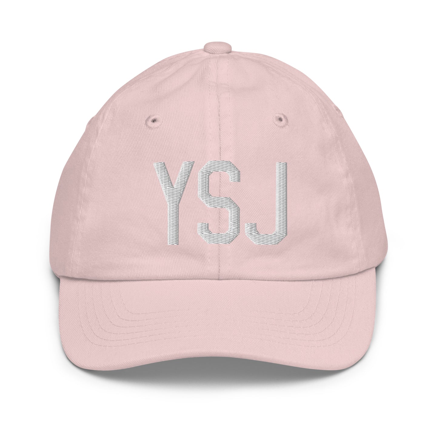 Airport Code Kid's Baseball Cap - White • YSJ Saint John • YHM Designs - Image 31