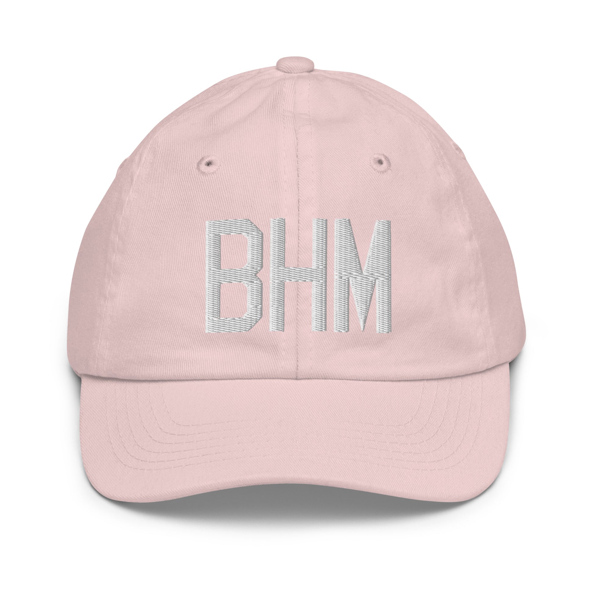 Airport Code Kid's Baseball Cap - White • BHM Birmingham • YHM Designs - Image 31