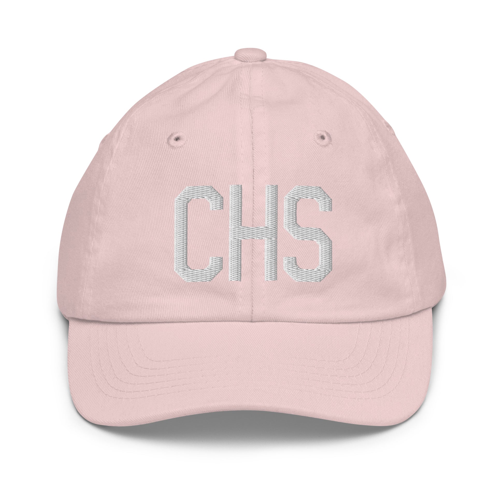 Airport Code Kid's Baseball Cap - White • CHS Charleston • YHM Designs - Image 31