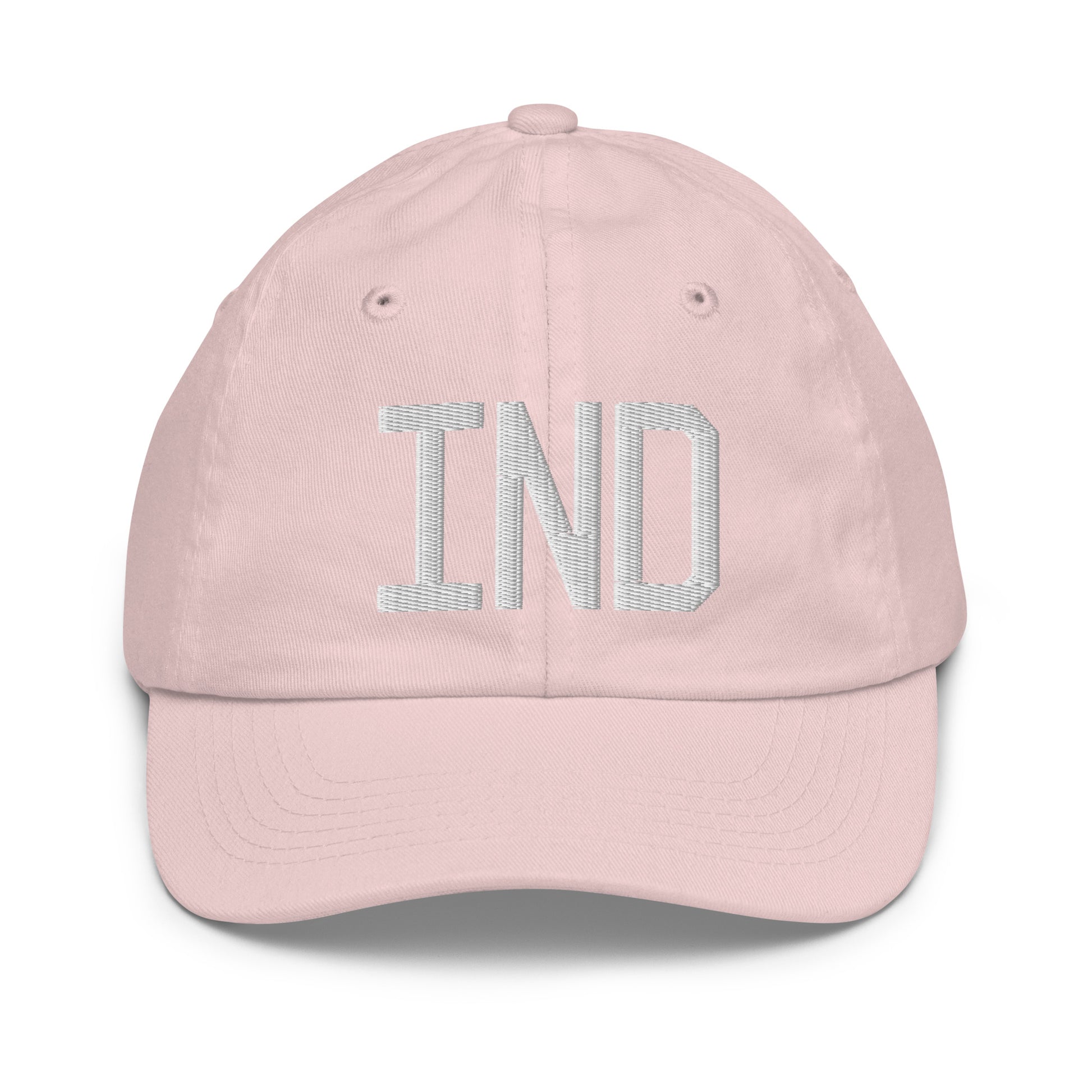 Airport Code Kid's Baseball Cap - White • IND Indianapolis • YHM Designs - Image 31