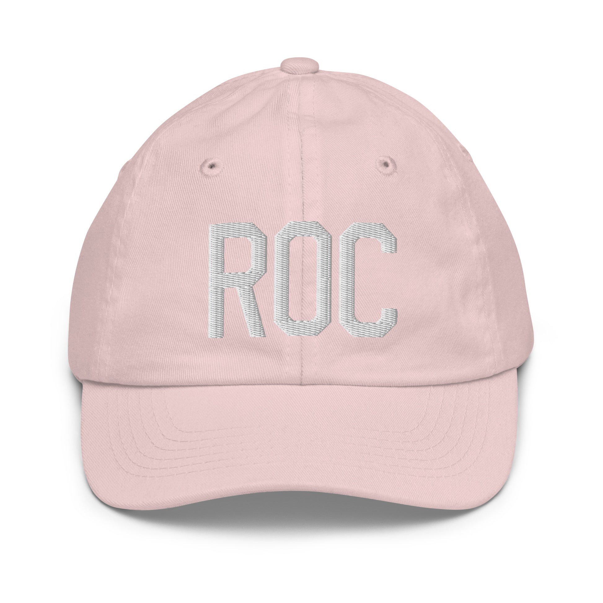 Airport Code Kid's Baseball Cap - White • ROC Rochester • YHM Designs - Image 31