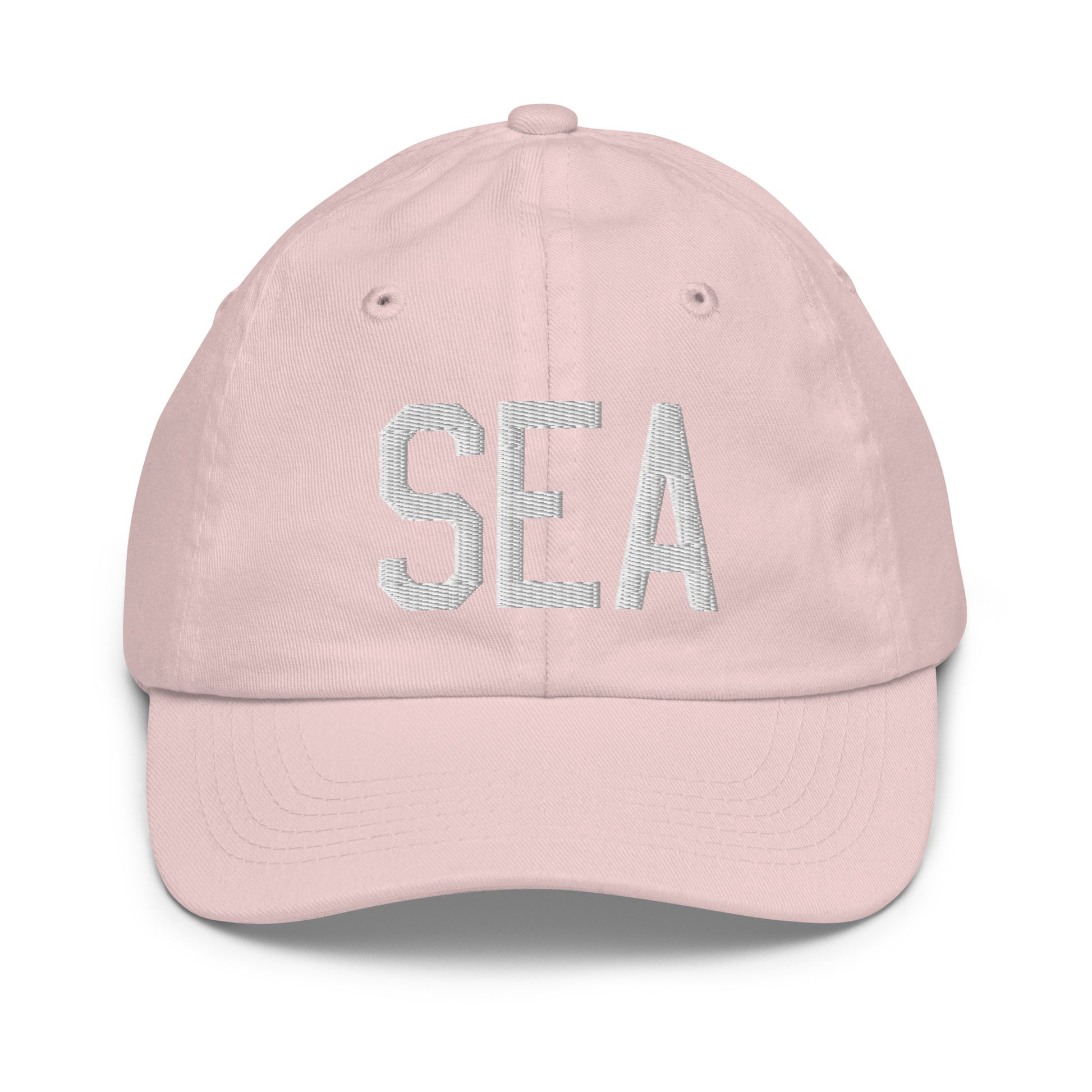 Airport Code Kid's Baseball Cap - White • SEA Seattle • YHM Designs - Image 31